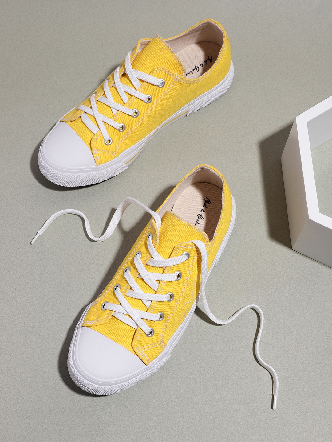 

Mast & Harbour Women Yellow Solid Sneakers