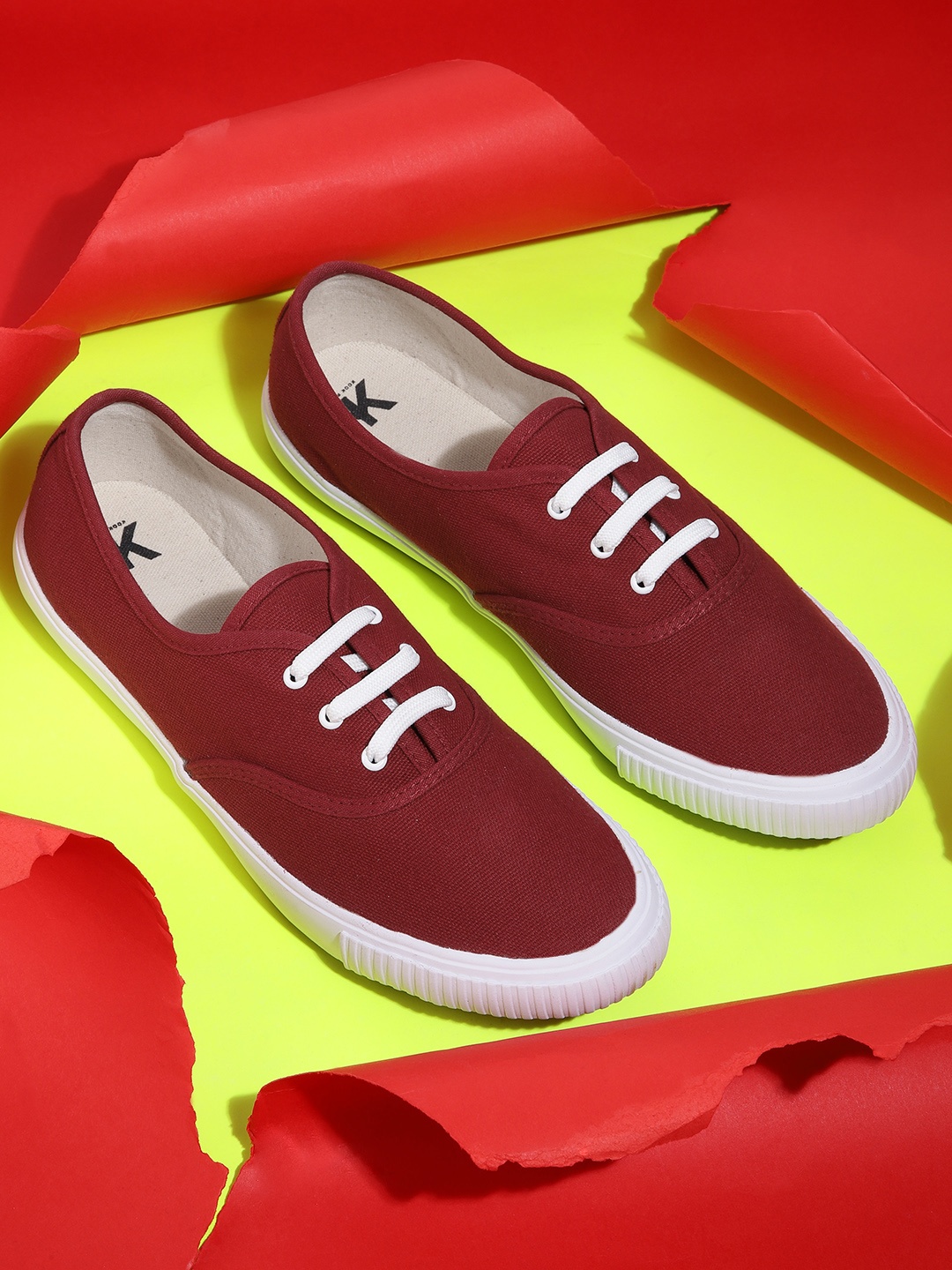 

Kook N Keech Women Red & White Solid Sneakers