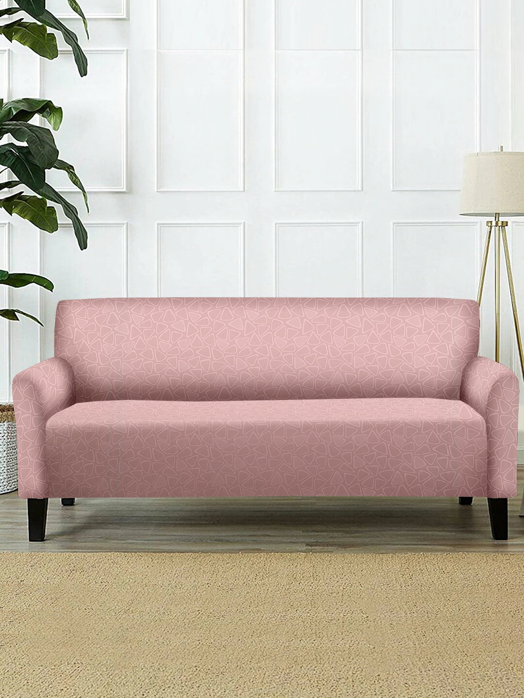 

Cortina Pink Geometric Printed 3-Seater Sofa Cover