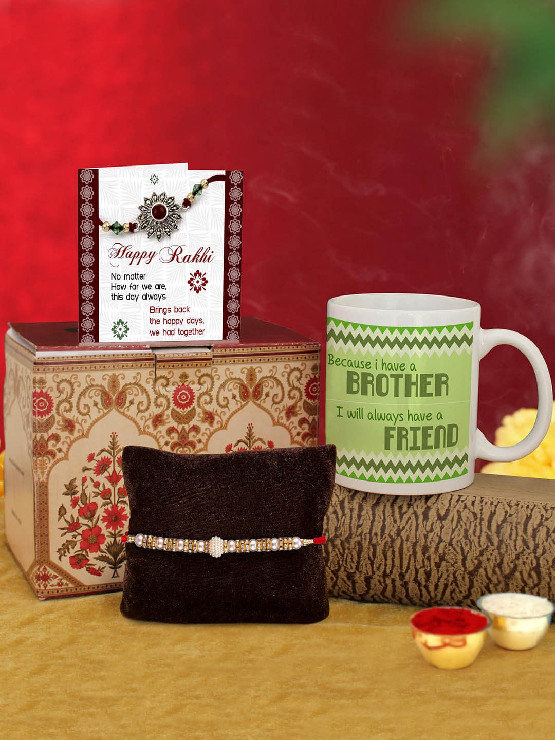 

TIED RIBBONS Brother Rakhi with Mug & Mini Card Combo Gift Set, Multi