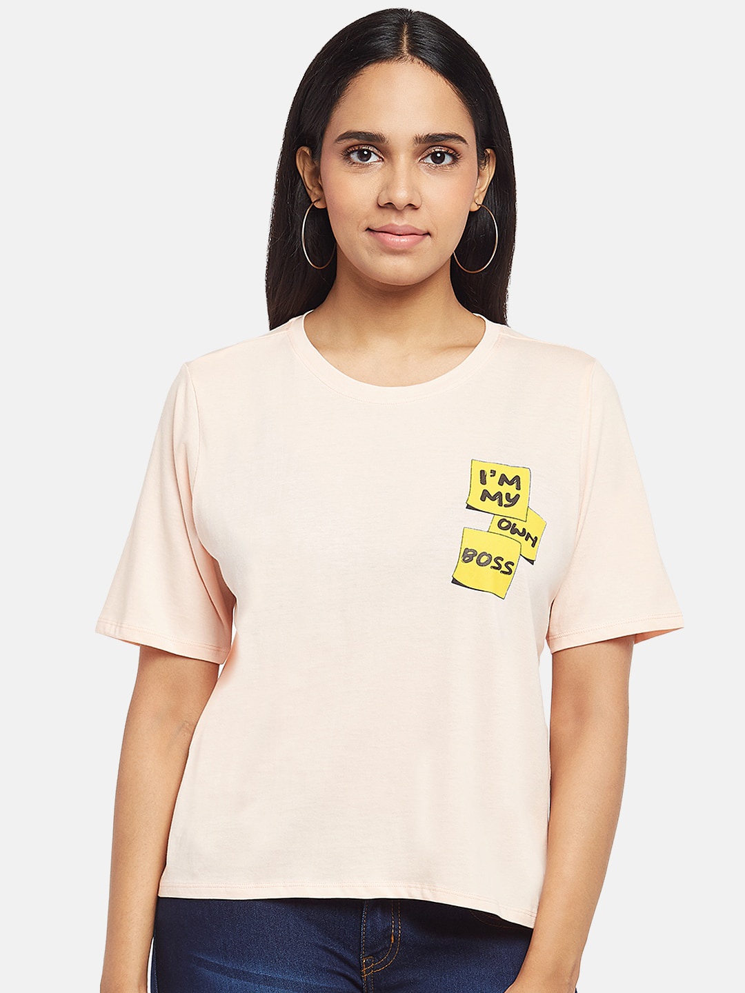 

People Women Pink Printed T-shirt