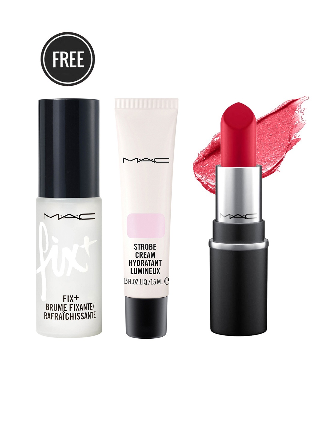 

M.A.C Set of Strobe Cream + Lipstick & Sample Primer, Red