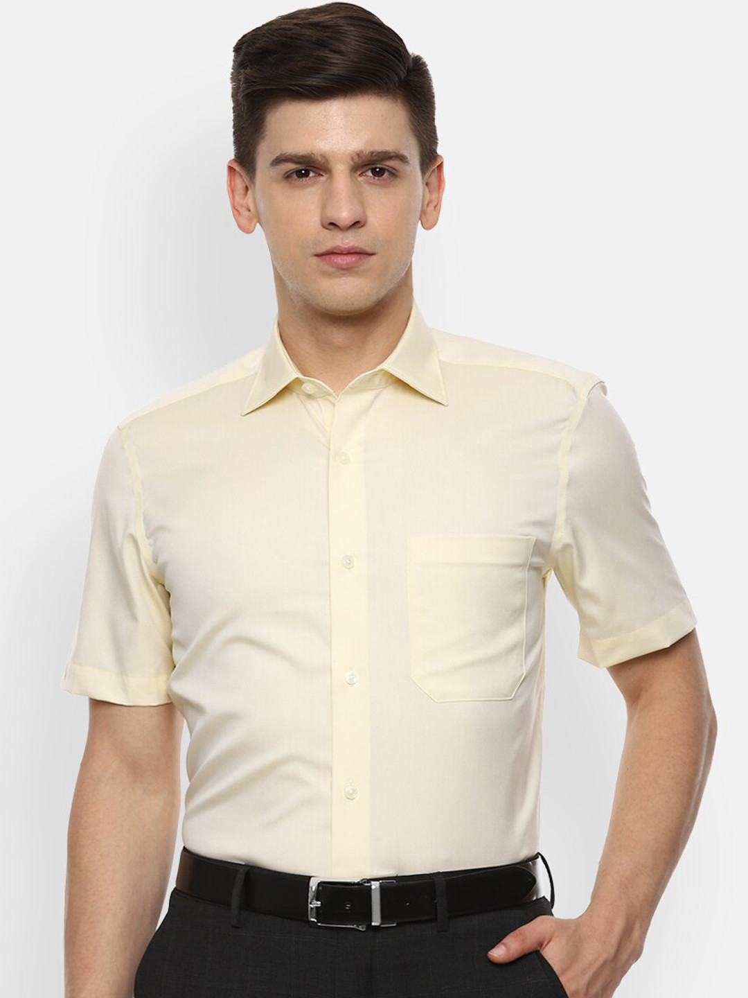 

Louis Philippe Permapress Men Yellow Opaque Casual Shirt
