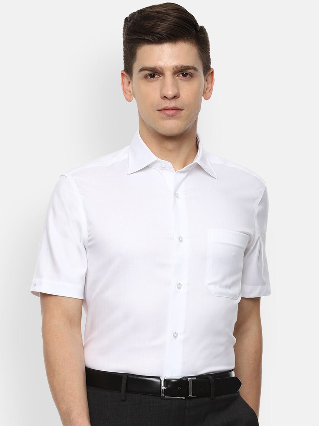 

Louis Philippe Permapress Men White Opaque Wrinkle Free Casual Shirt