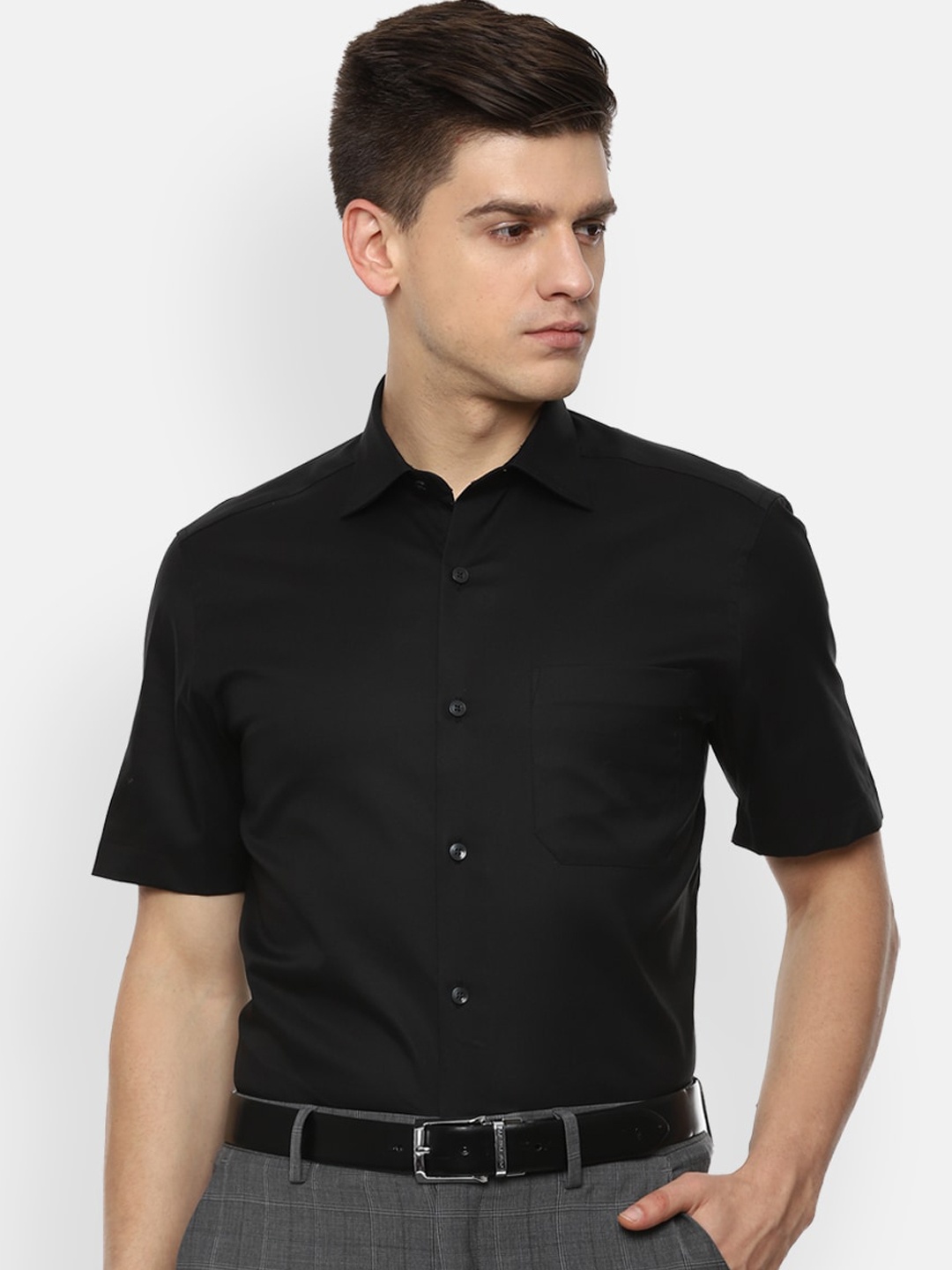 

Louis Philippe Permapress Men Black Opaque Wrinkle Free Casual Shirt