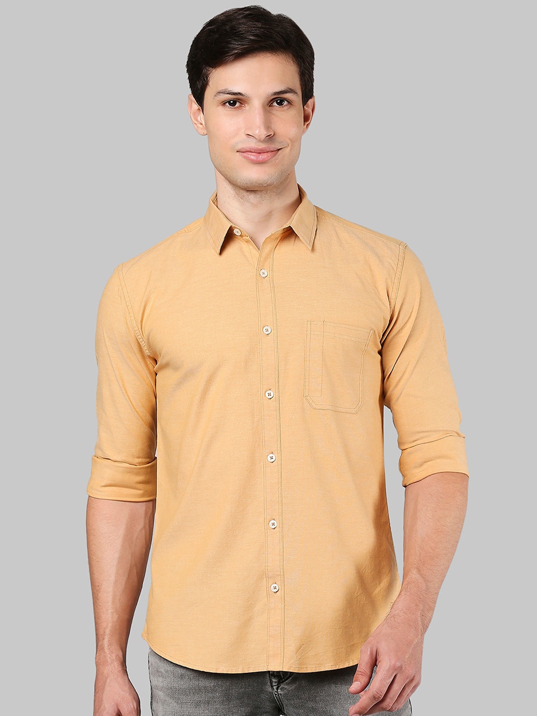 

Park Avenue Men Beige Slim Fit Opaque Casual Shirt