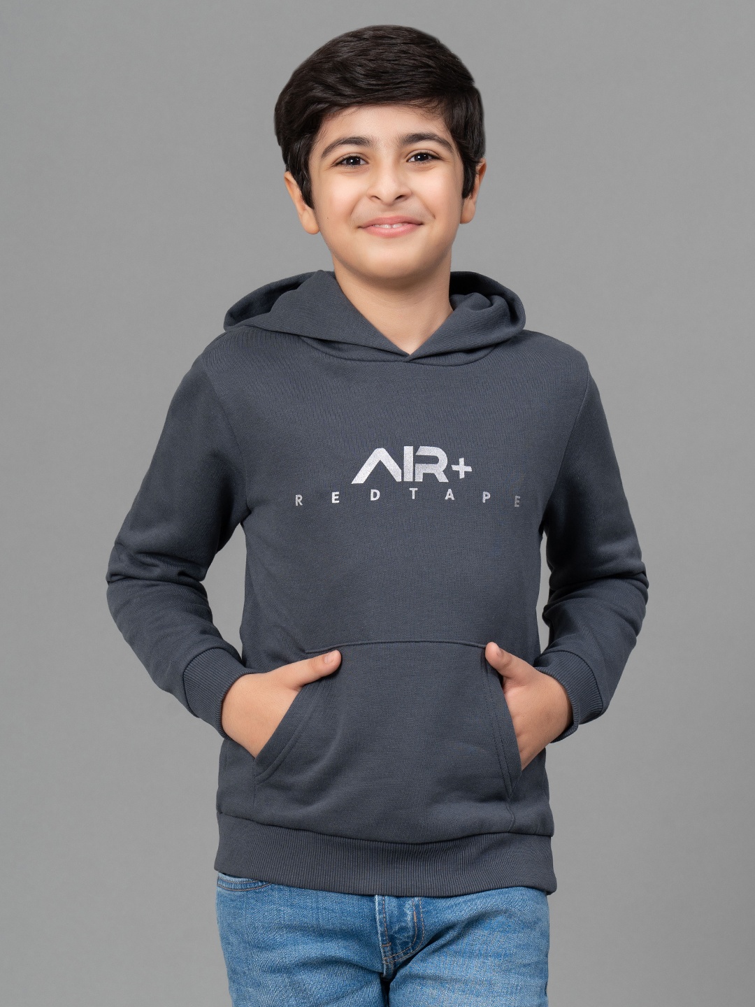 

Red Tape Boys Grey Printed Hooded Sweatshirt