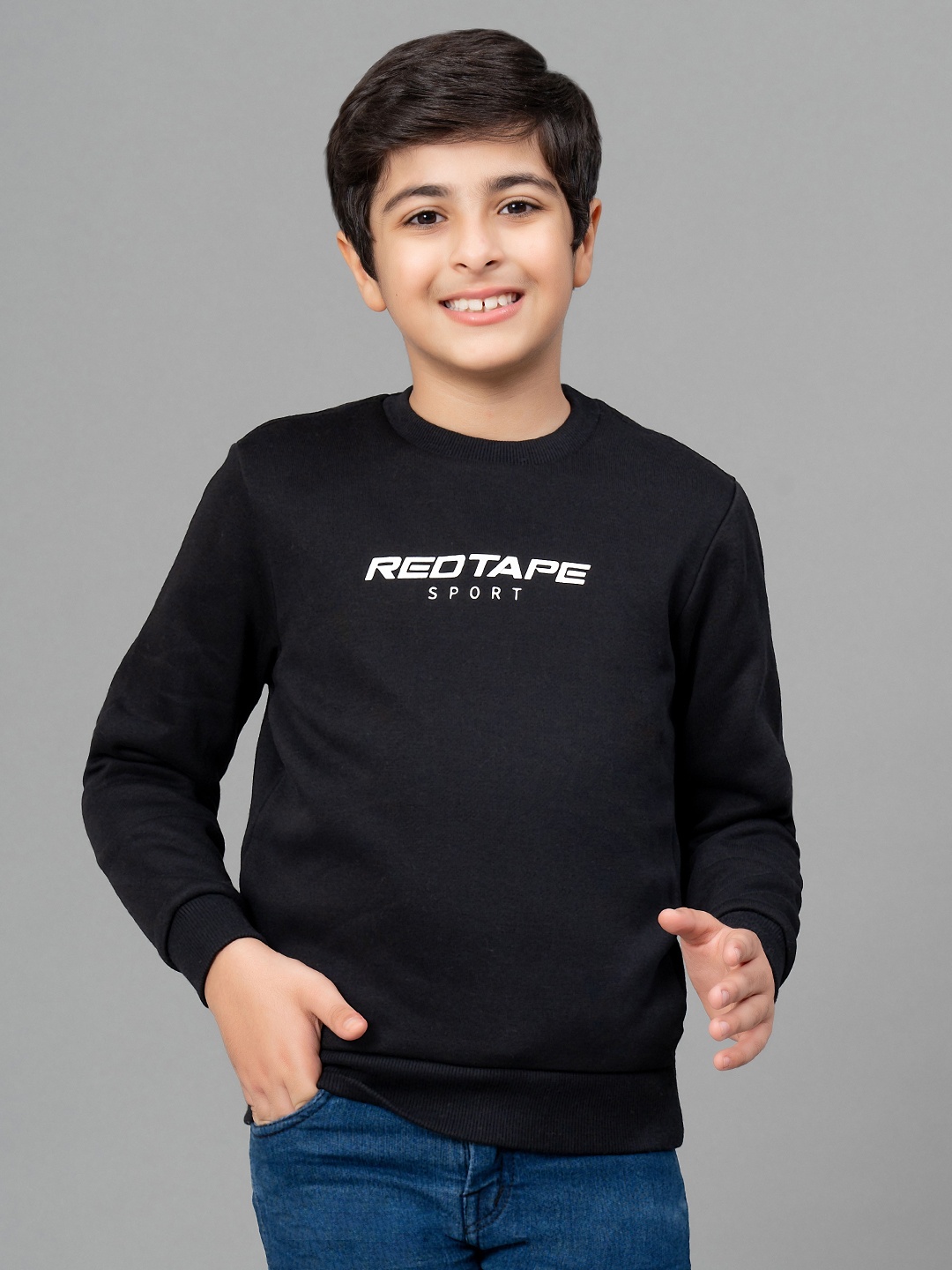 

Red Tape Boys Black Printed Sweatshirt