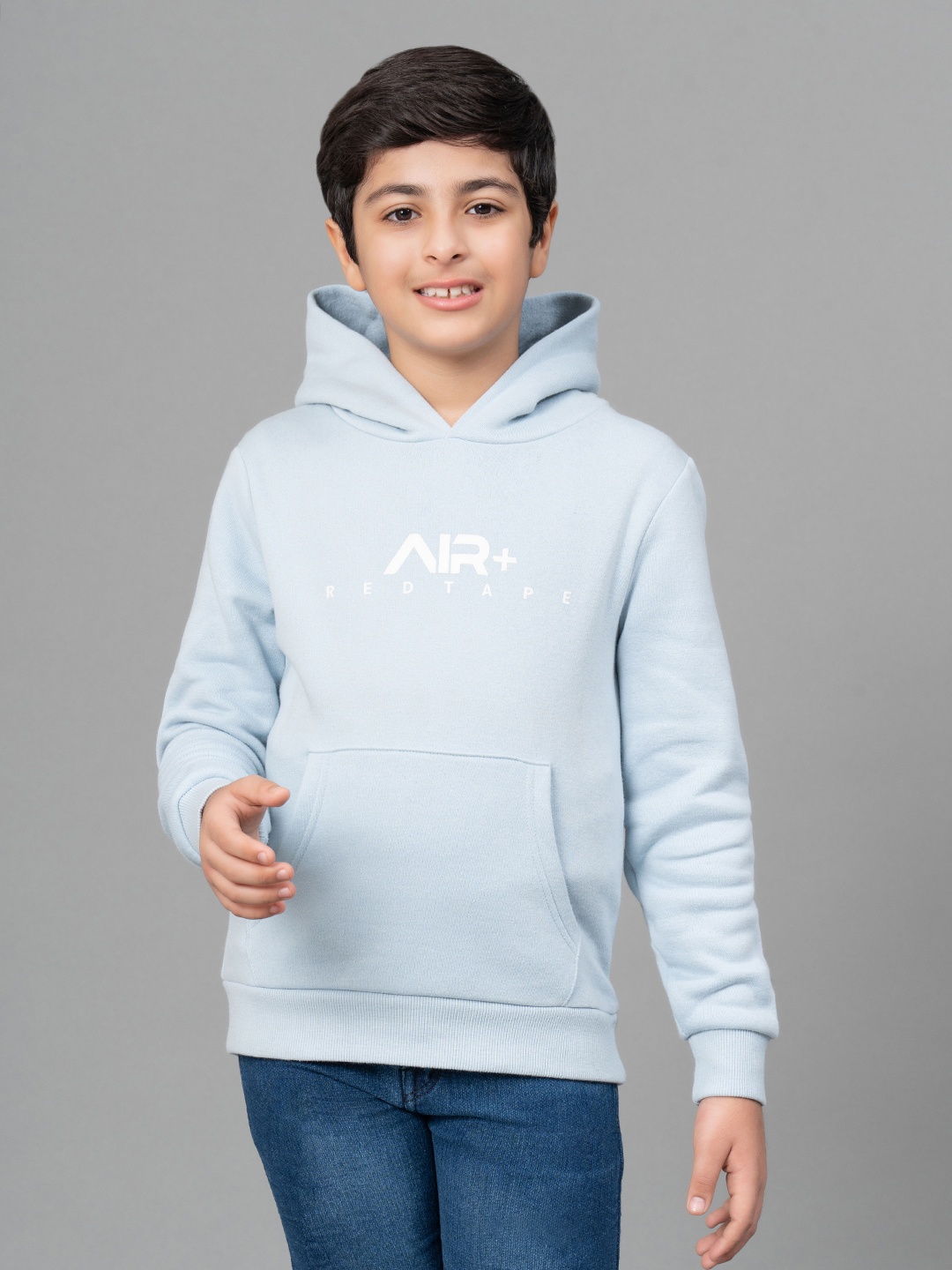 

Red Tape Boys Blue Printed Hooded Sweatshirt