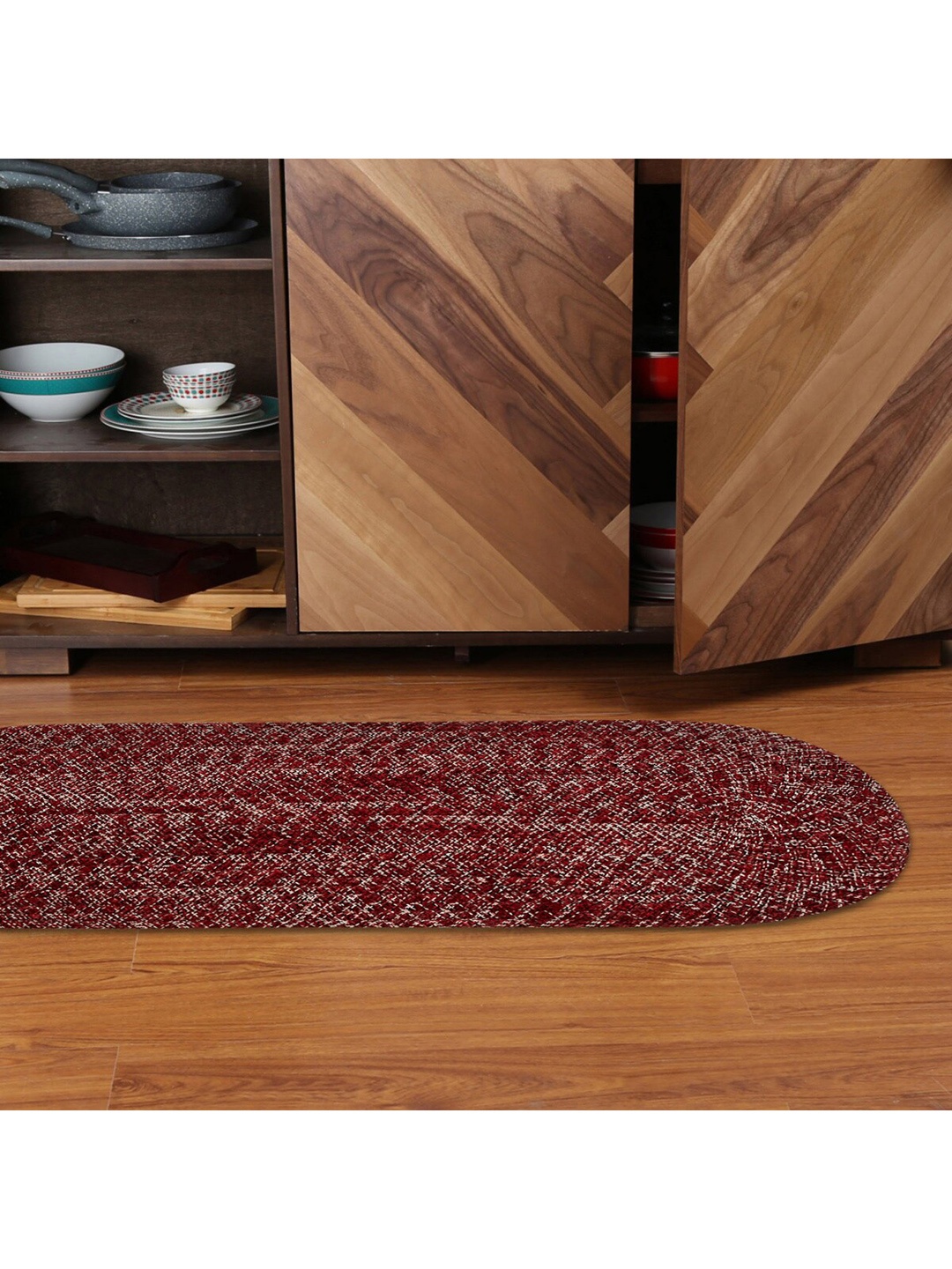 

Home Centre Red & White Windsor Antifatique Braided Pure Cotton Kitchen Runner