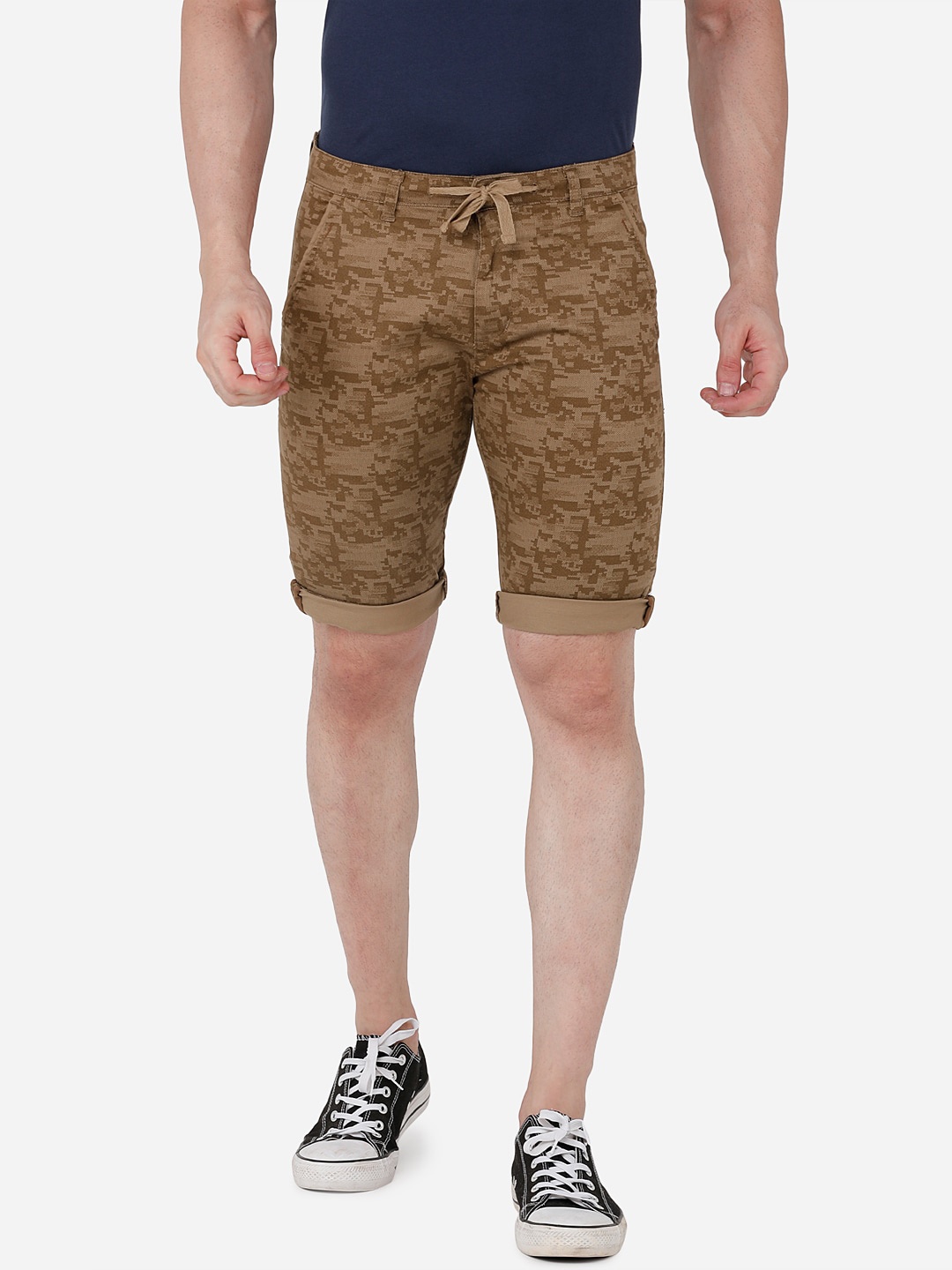 

beevee Men Khaki Abstract Printed Regular Shorts