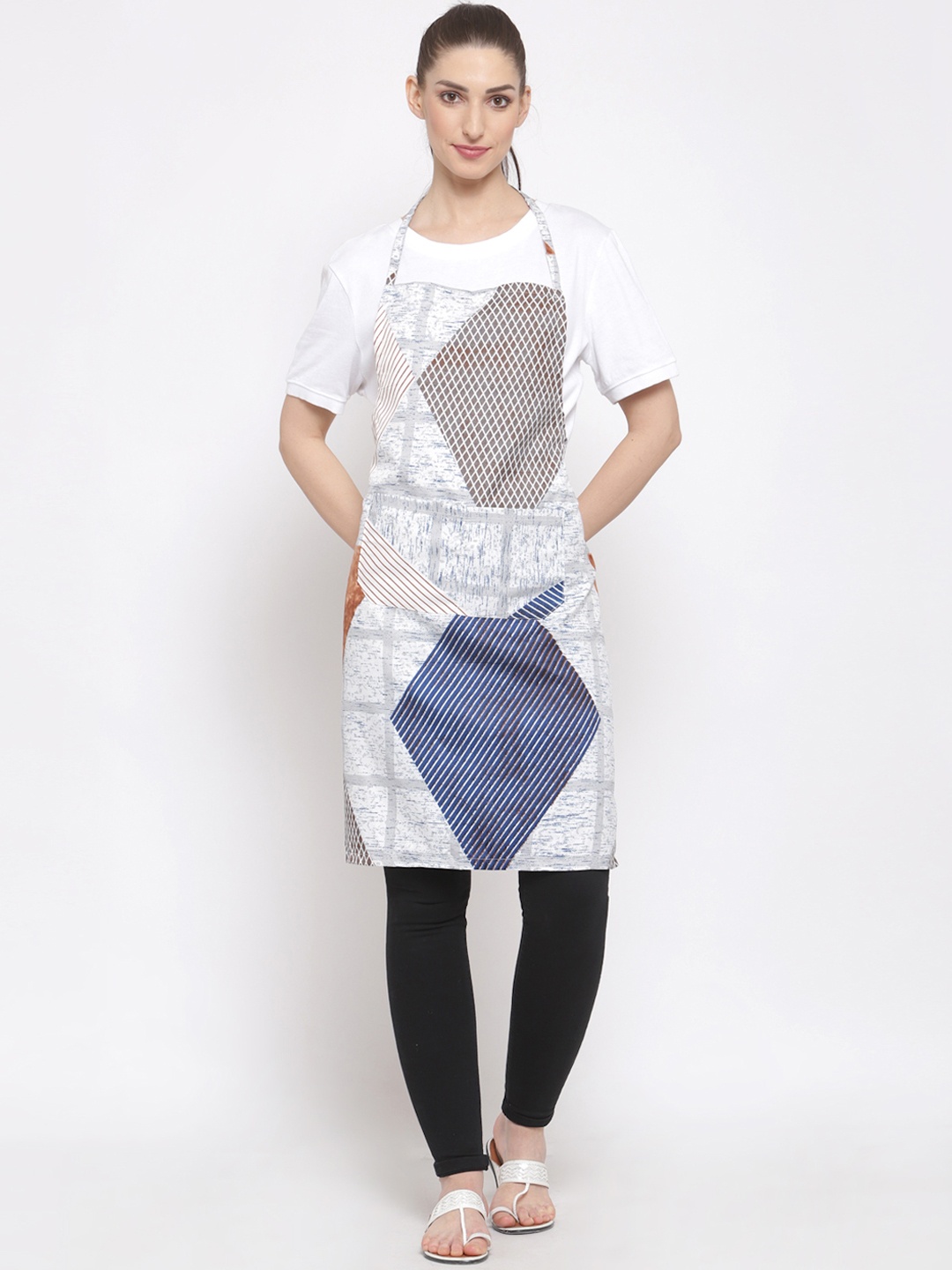 

KLOTTHE Unisex Grey & Blue Printed Apron