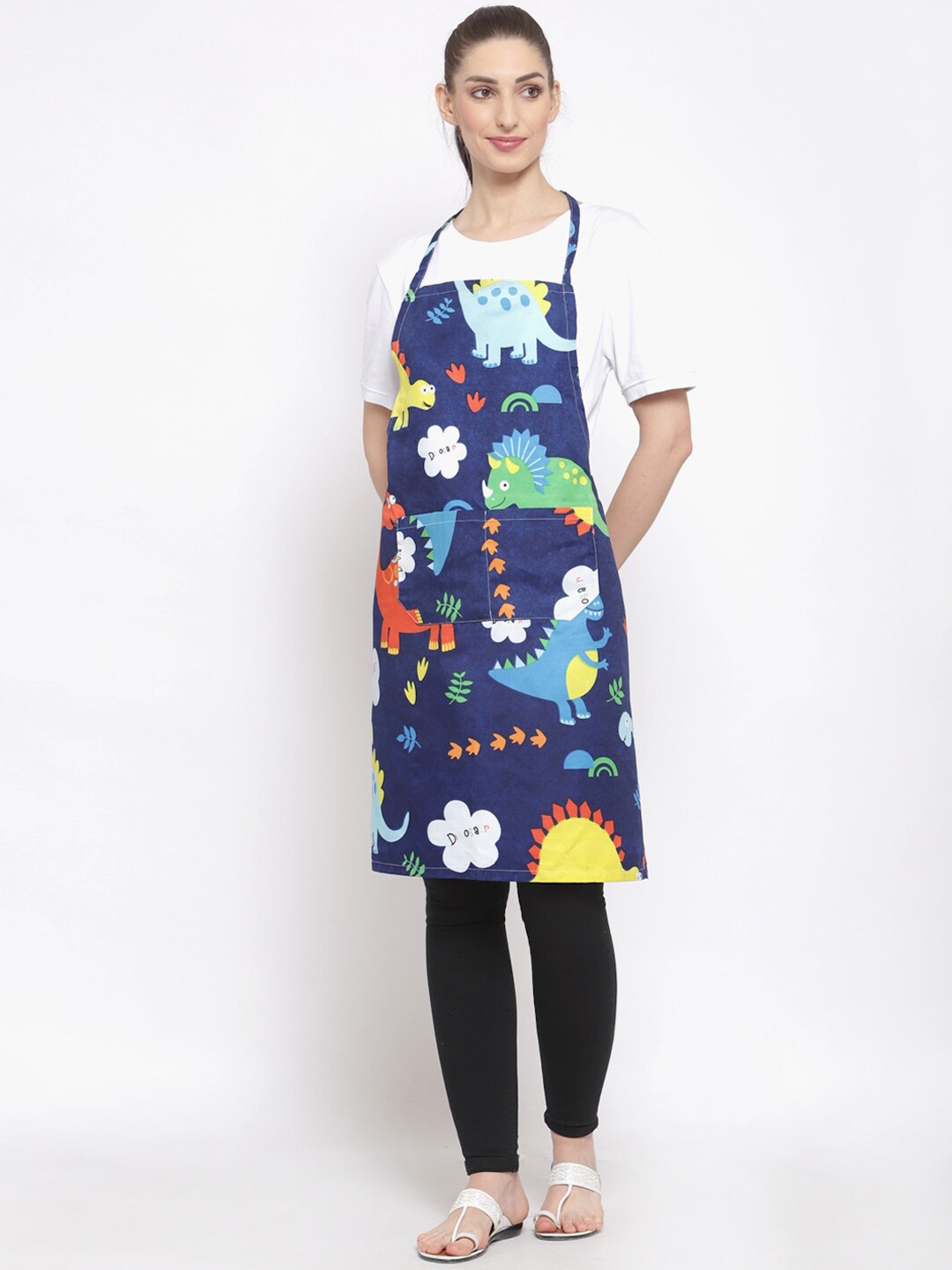 

KLOTTHE Navy Blue & Yellow Printed Aprons