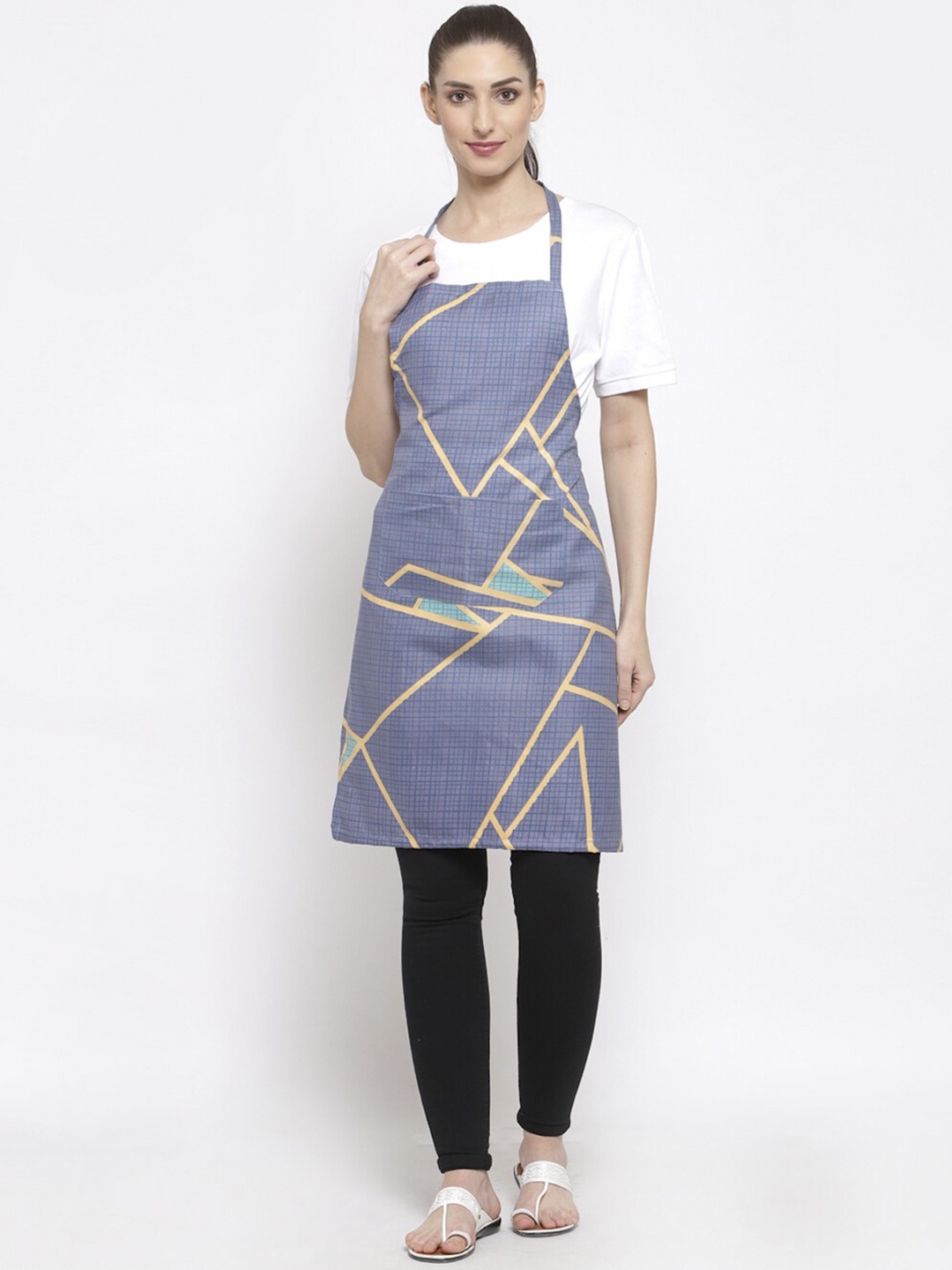 

KLOTTHE Unisex Blue & Beige Checked Apron