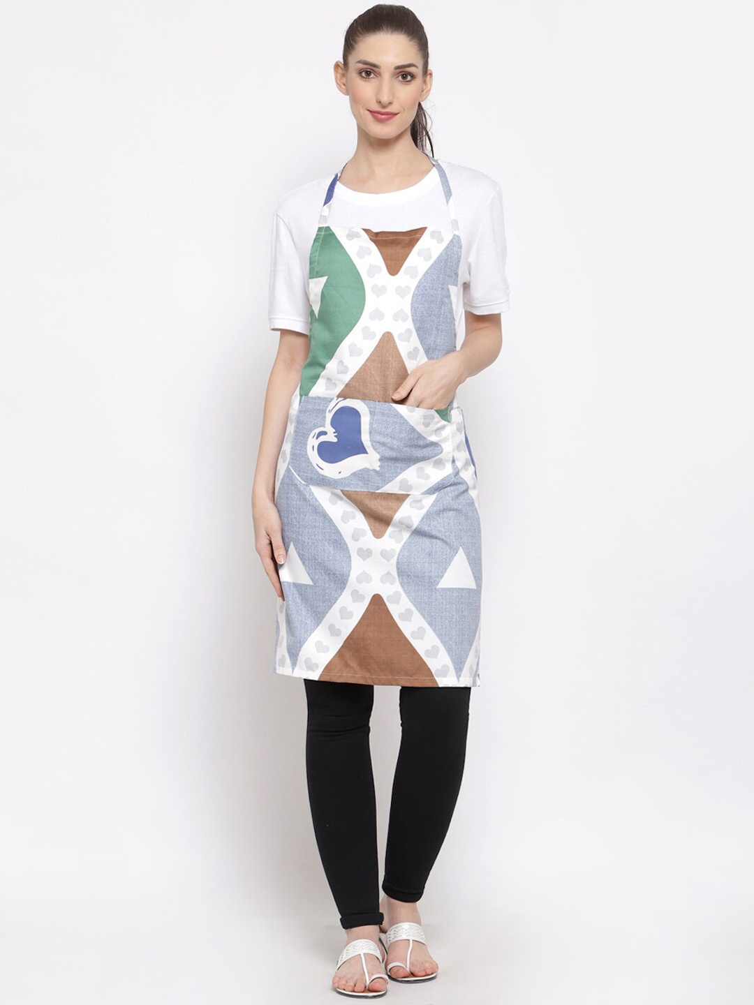 

KLOTTHE Grey & White Printed Aprons