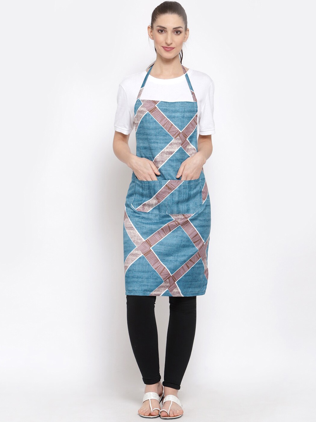 

KLOTTHE Unisex Blue & Beige Printed Polycotton Apron