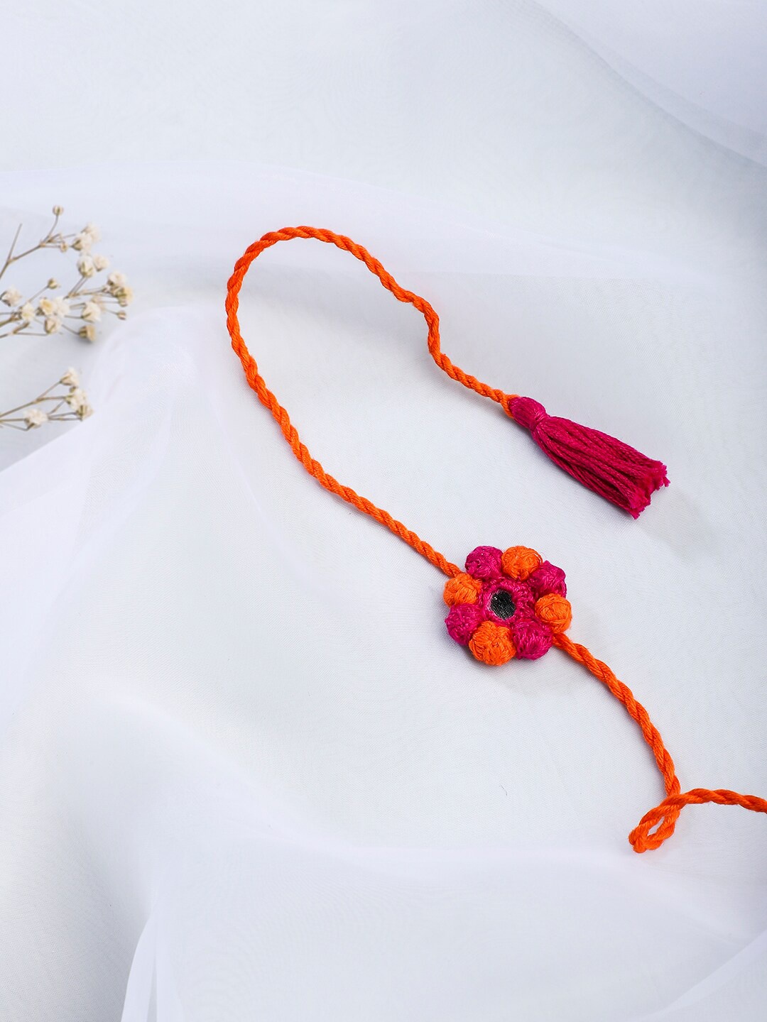 

Fabindia Orange & Magenta Floral Rakhi