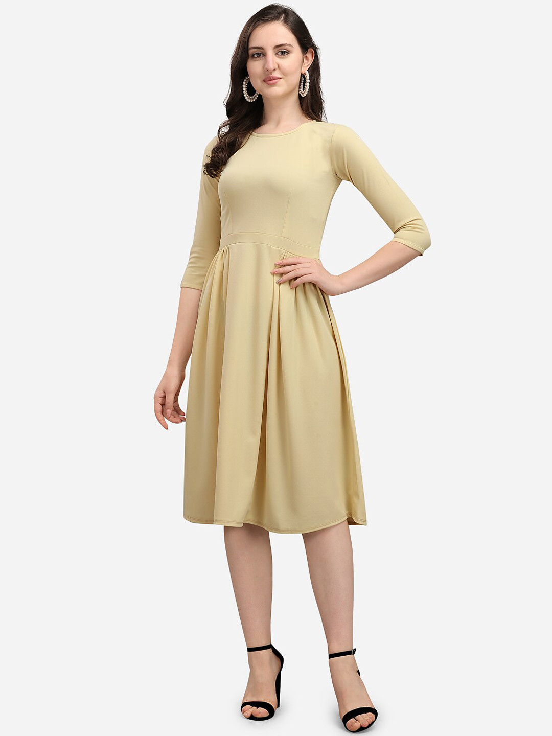 

PURVAJA Women Yellow Fit& Flare Dress