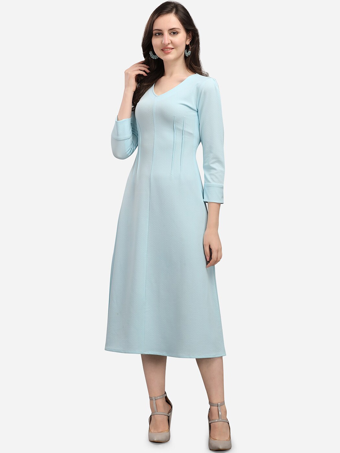 

PURVAJA Women Blue Fit& Flare Midi Dress