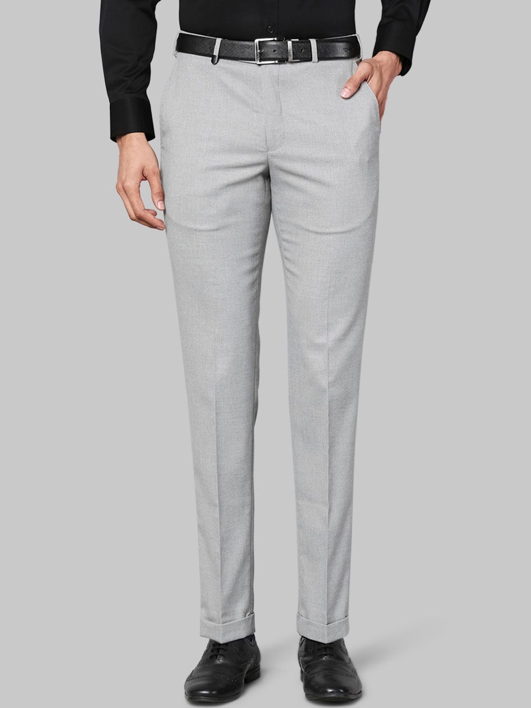 

Park Avenue Men Grey Mid Rise Regular Fit Formal Trousers