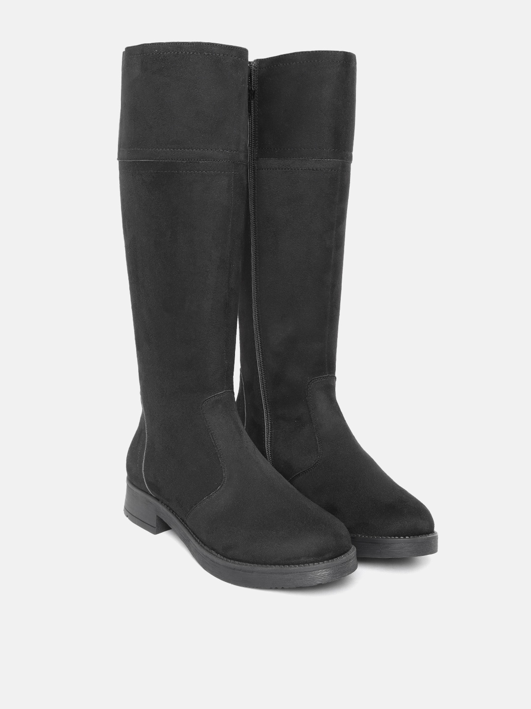 

DressBerry Women Black Solid High-Top Flat Boots