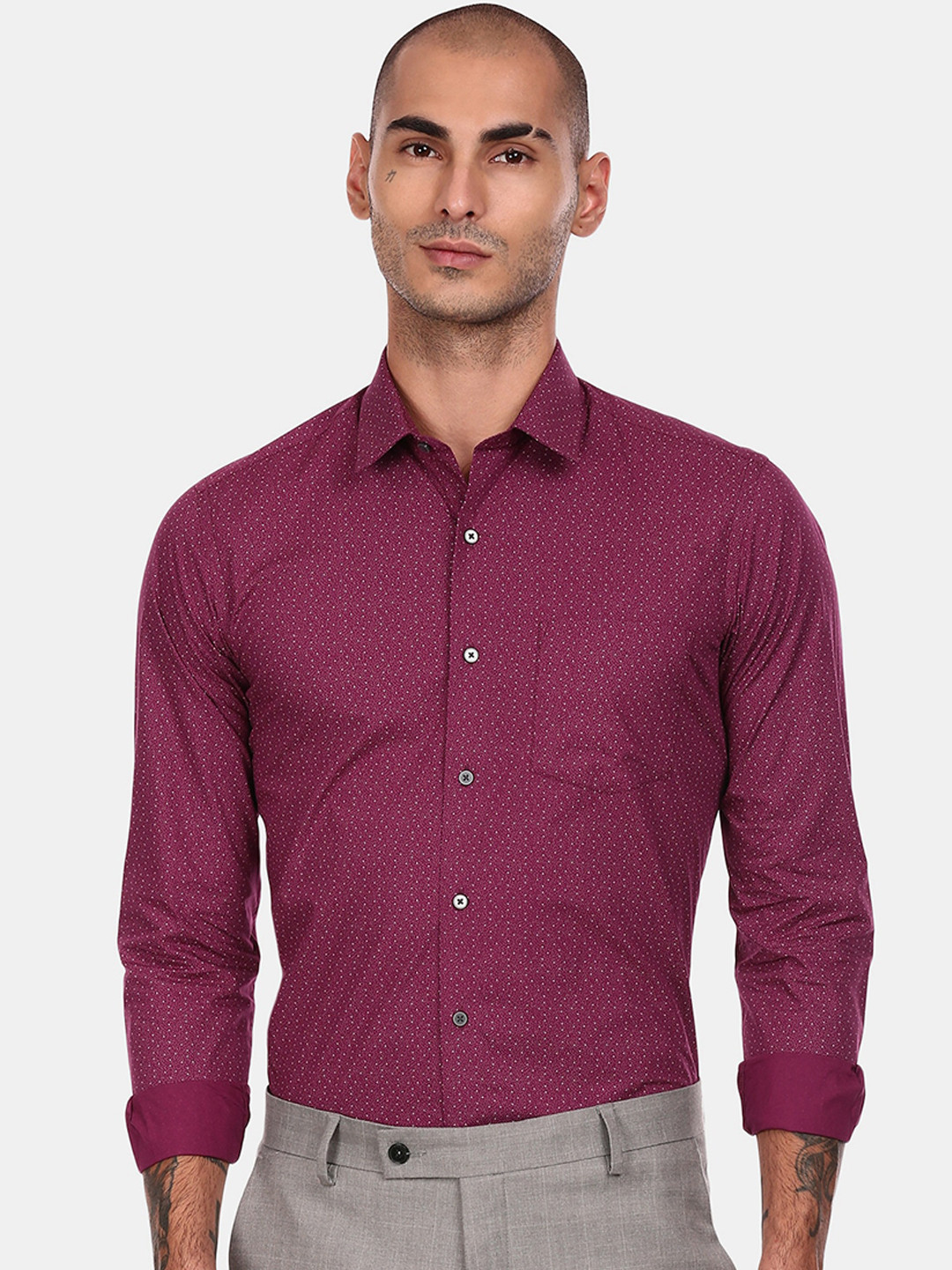 

Arrow New York Men Burgundy Slim Fit Opaque Printed Casual Shirt
