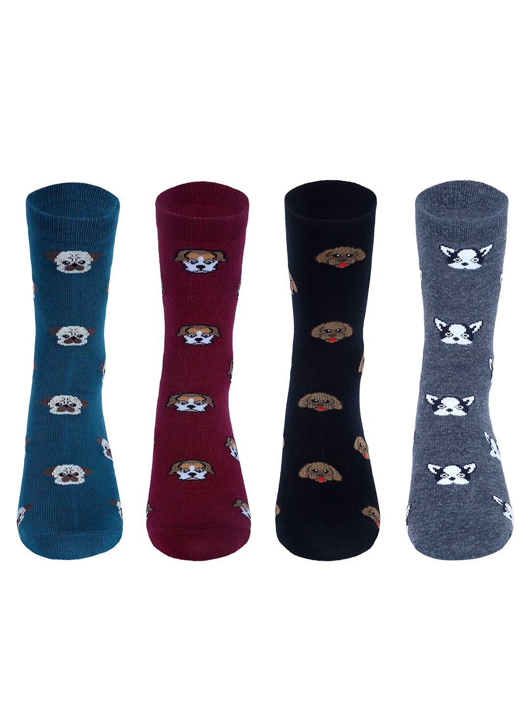 

Supersox Pack-4 Women Patterned Crew-Length Socks, Blue