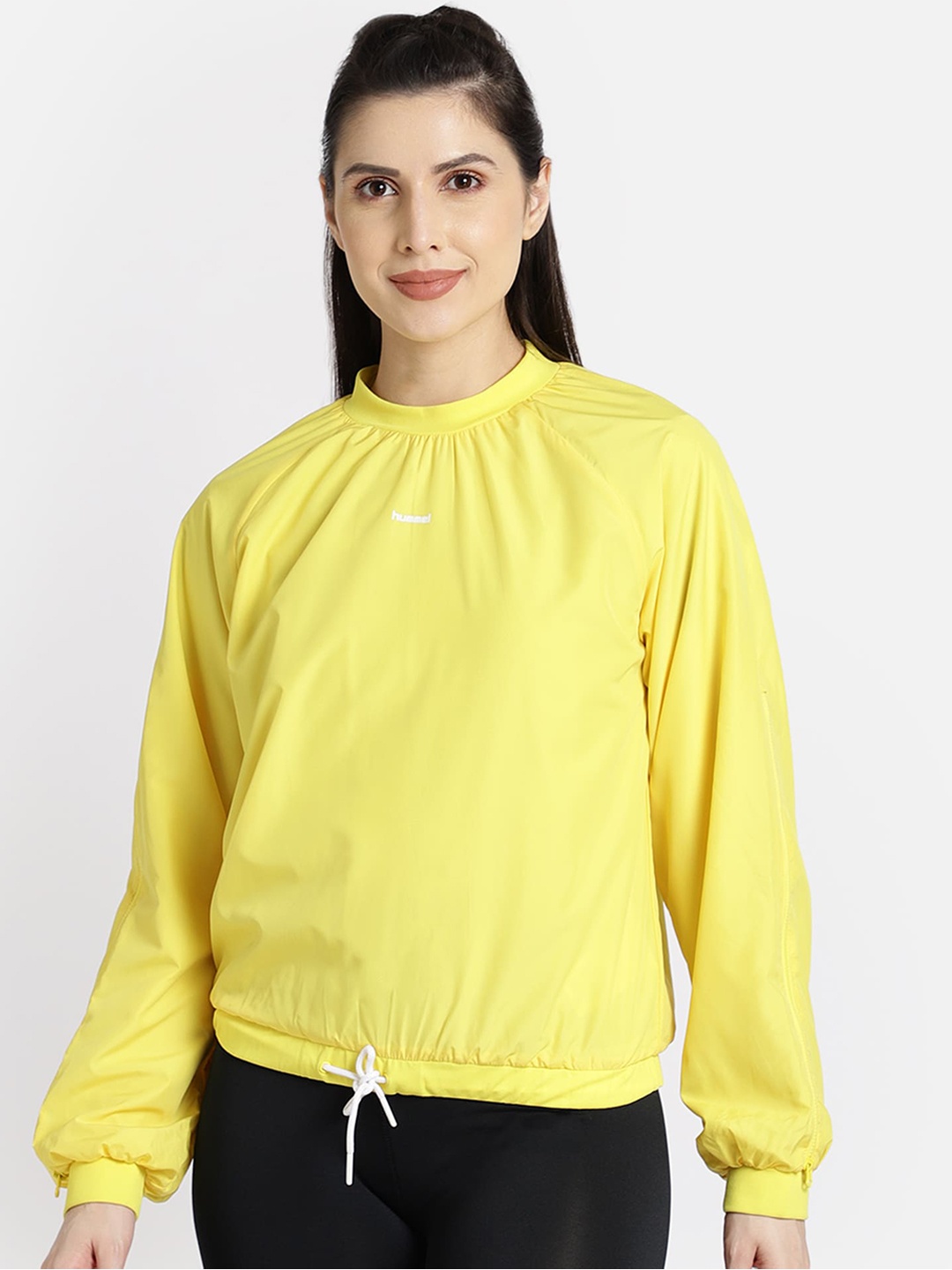 

hummel Women Yellow Solid Long Sleeves Sweatshirt