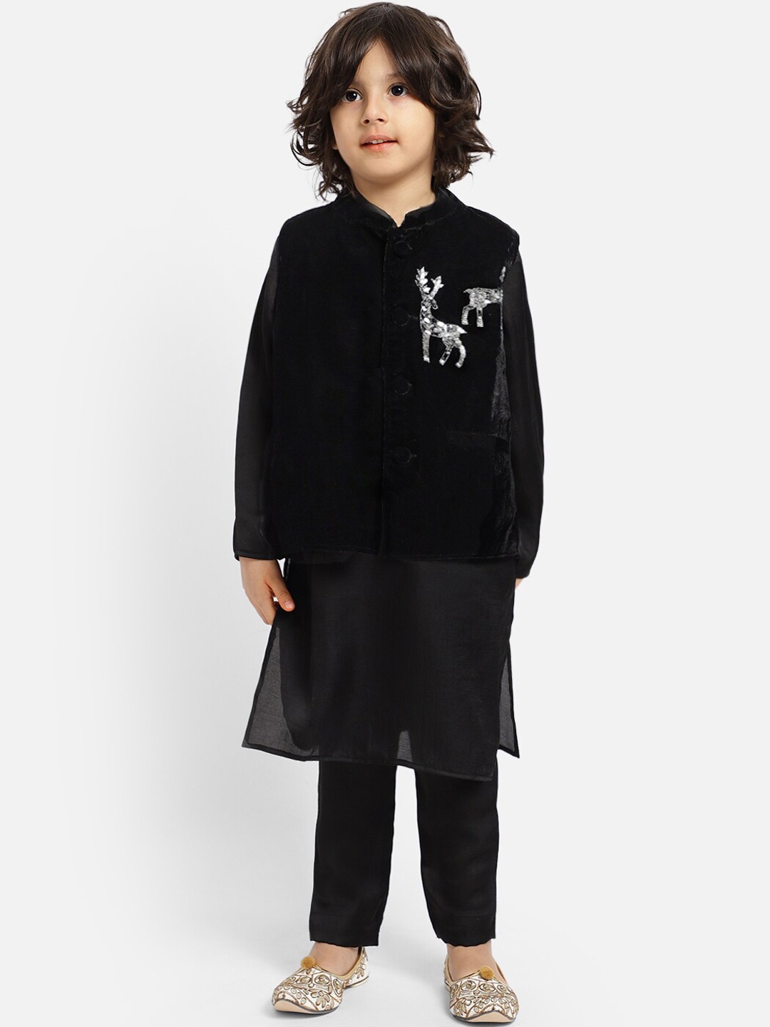 

PICCOLO Boys Black Regular Kurta with Pyjamas