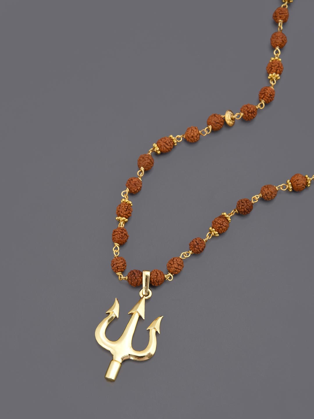 

Tistabene Men Gold-Plated Brown Big Trishul Pendant