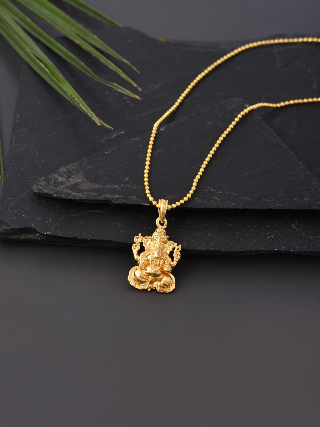 

Tistabene Men Gold-Plated Ganpati Pendant With Chain