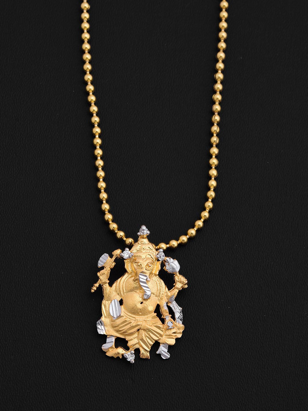

Tistabene Men Gold-Plated & Silver-Toned Beaded Pendant With Chain