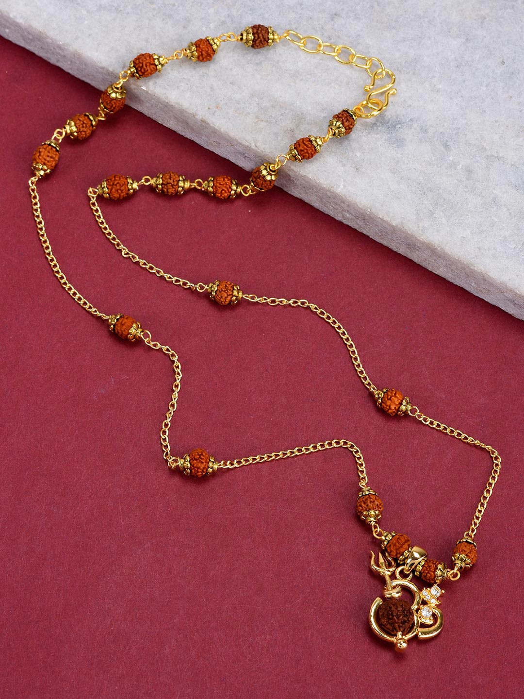 

Tistabene Men Gold-Plated & Brown Omkar Rudraksh Pendant