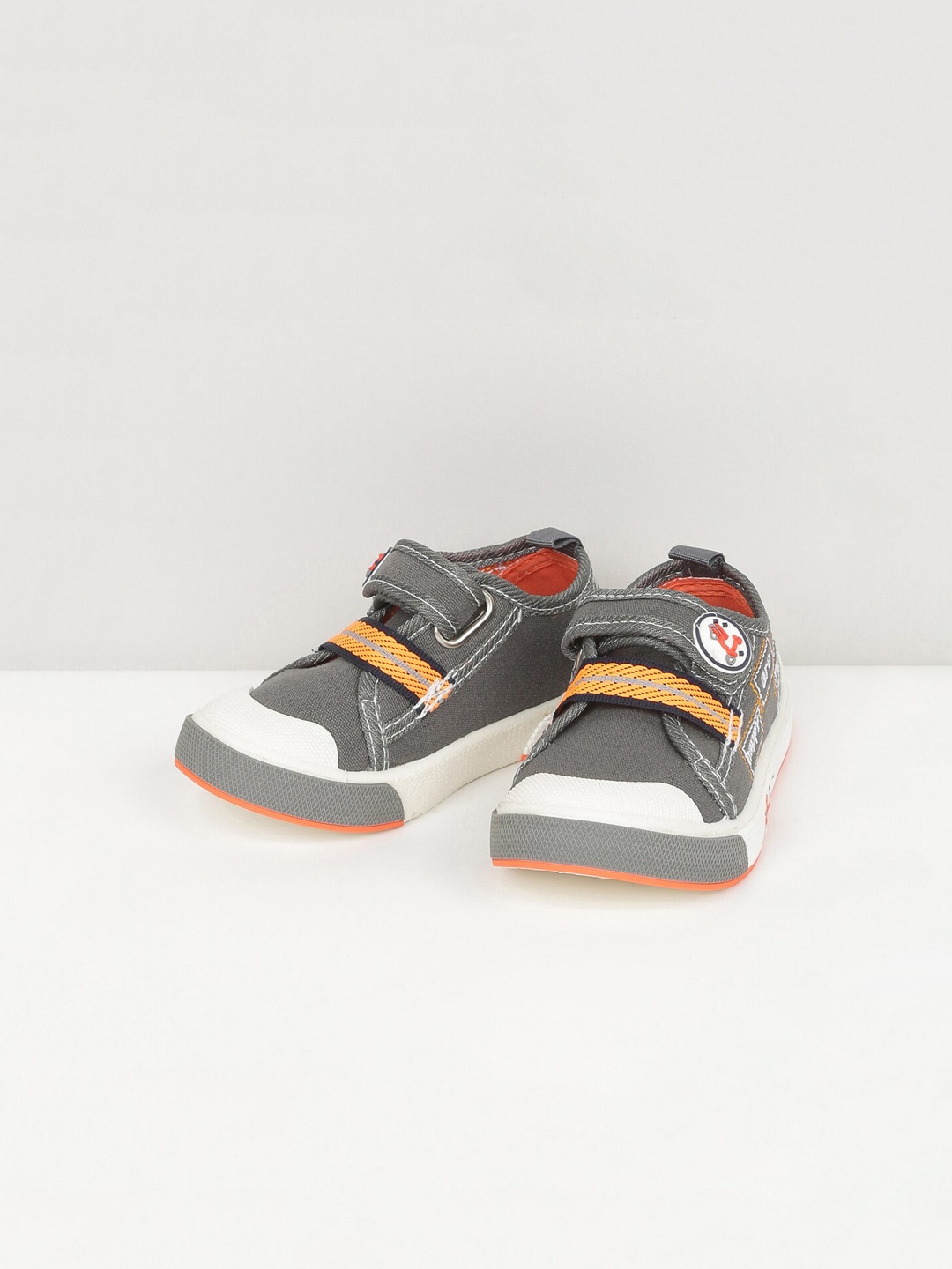 

max Boys Grey and Orange Printed Denim Sneakers