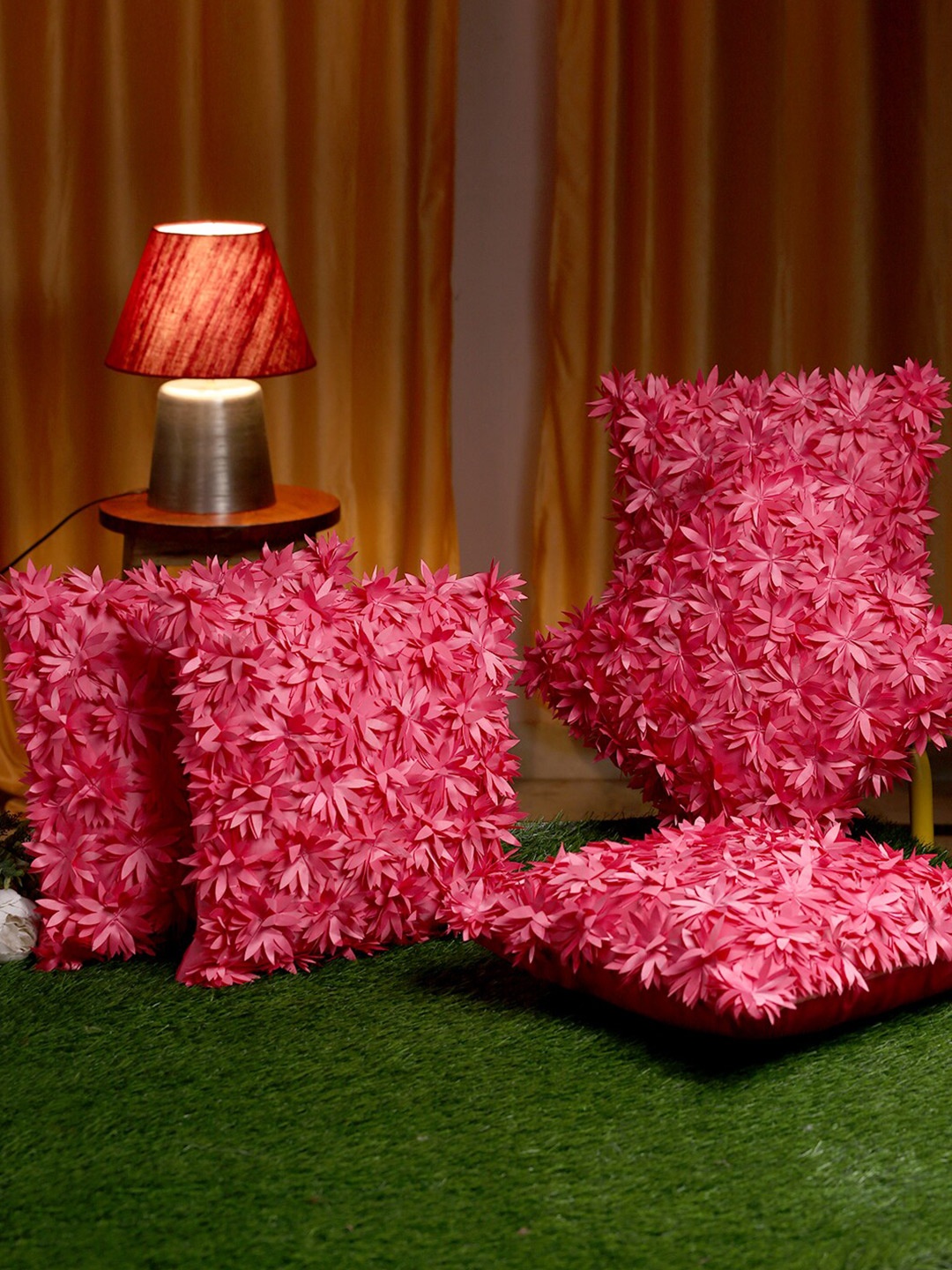 

HOSTA HOMES Pink Set of 5 Embellished Square Cushion Covers