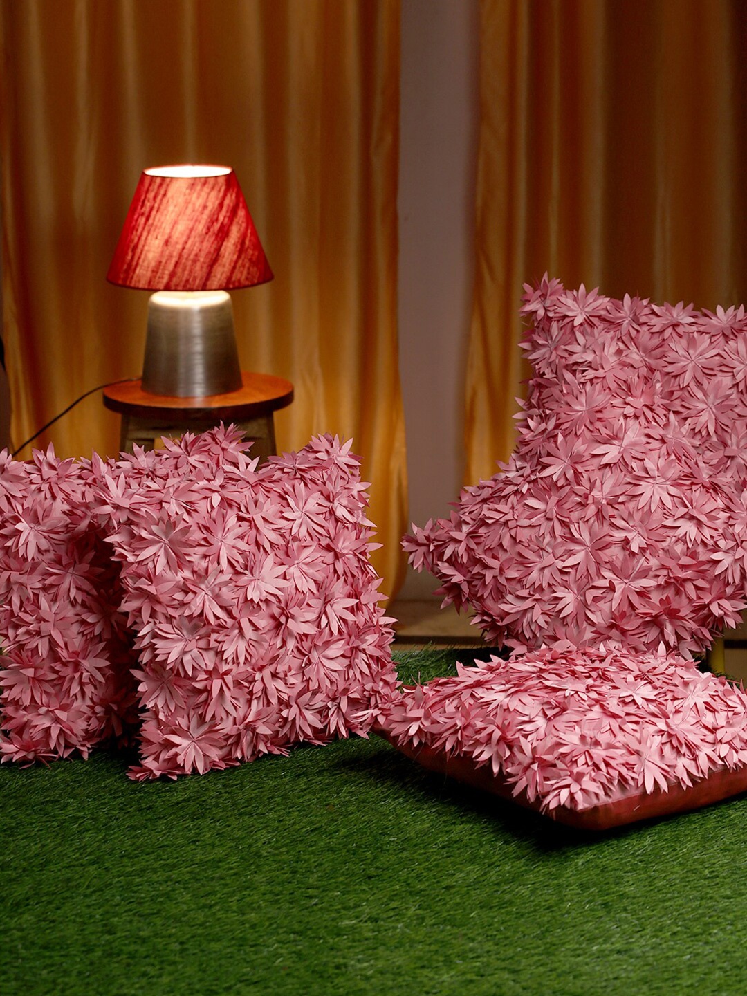 

HOSTA HOMES Pink Set of 5 Embellished Square Cushion Covers