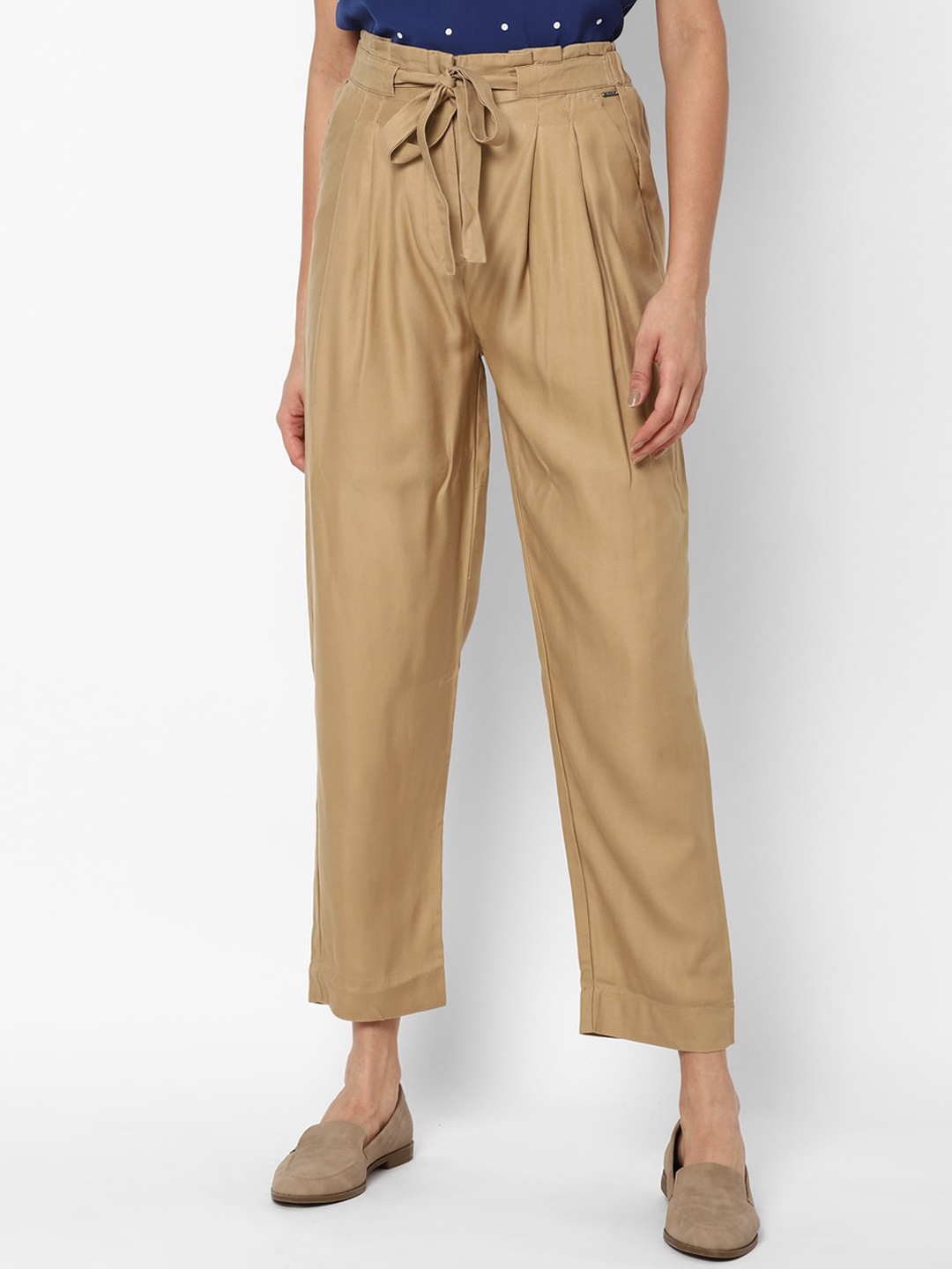 

Allen Solly Woman Women Khaki Pleated Trousers