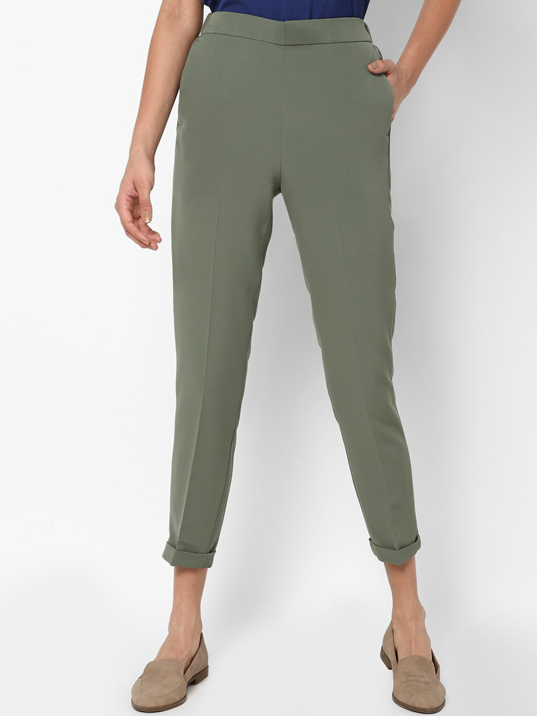 

Allen Solly Woman Women Olive Green Trousers