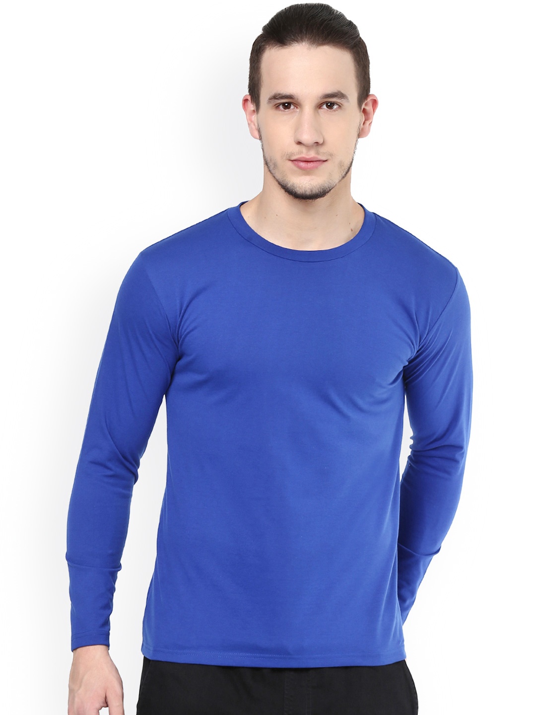 

Hypernation Men Blue Solid Round Neck T-shirt