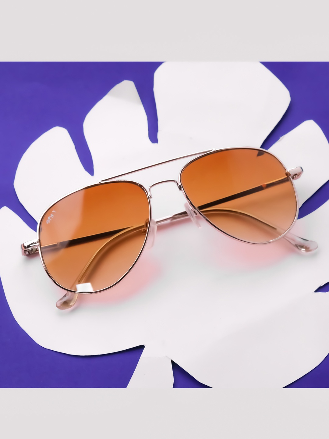 

Spiky Unisex Kids Brown Lens & Gold-Toned Aviator Sunglasses with UV Protected Lens