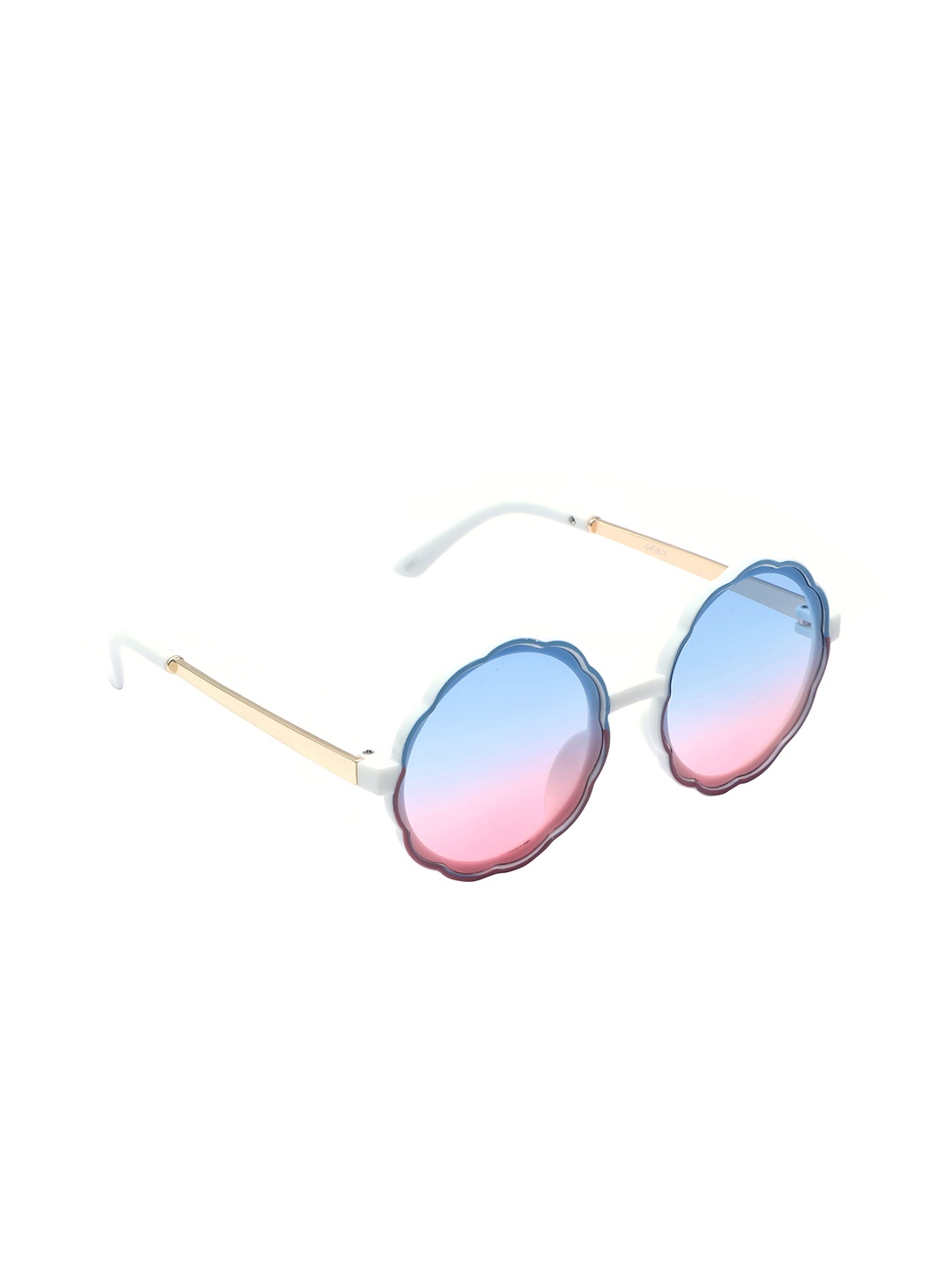 

Spiky Unisex Kids Blue Lens & Gold-Toned Round Sunglasses with UV Protected Lens