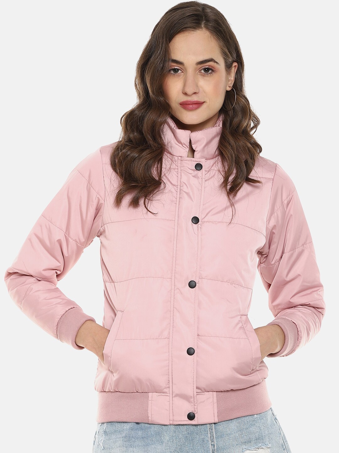 

Campus Sutra Women Pink Windcheater Padded Jacket