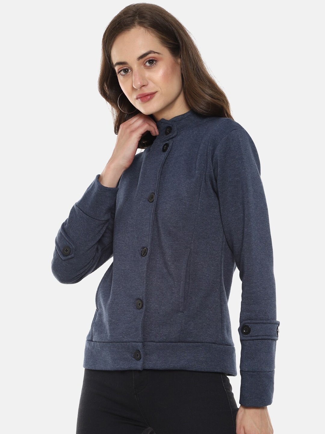 

Campus Sutra Women Blue Windcheater Tailored Jacket