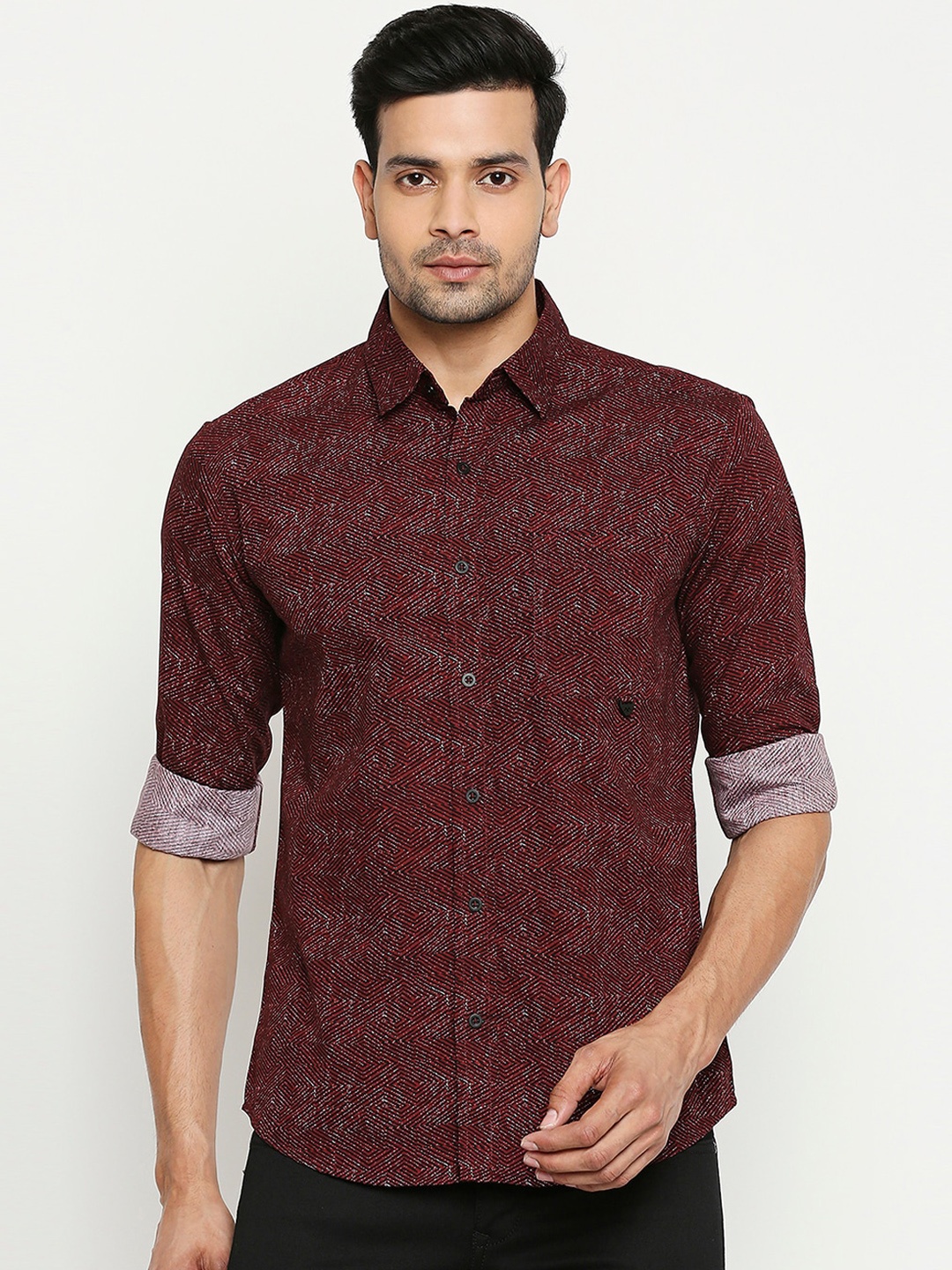 

Mufti Men Maroon Slim Fit Opaque Casual Shirt