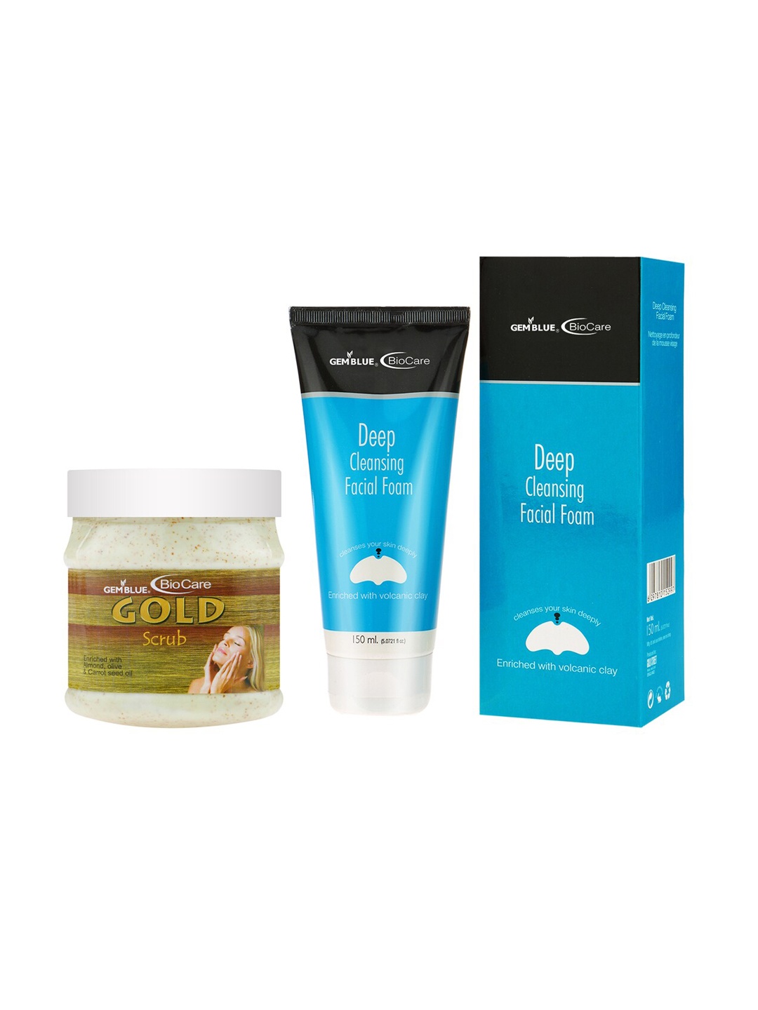 

GEMBLUE BioCare Deep Cleansing Facial Foam,150ml & Gold Scrub,500ml, Multi
