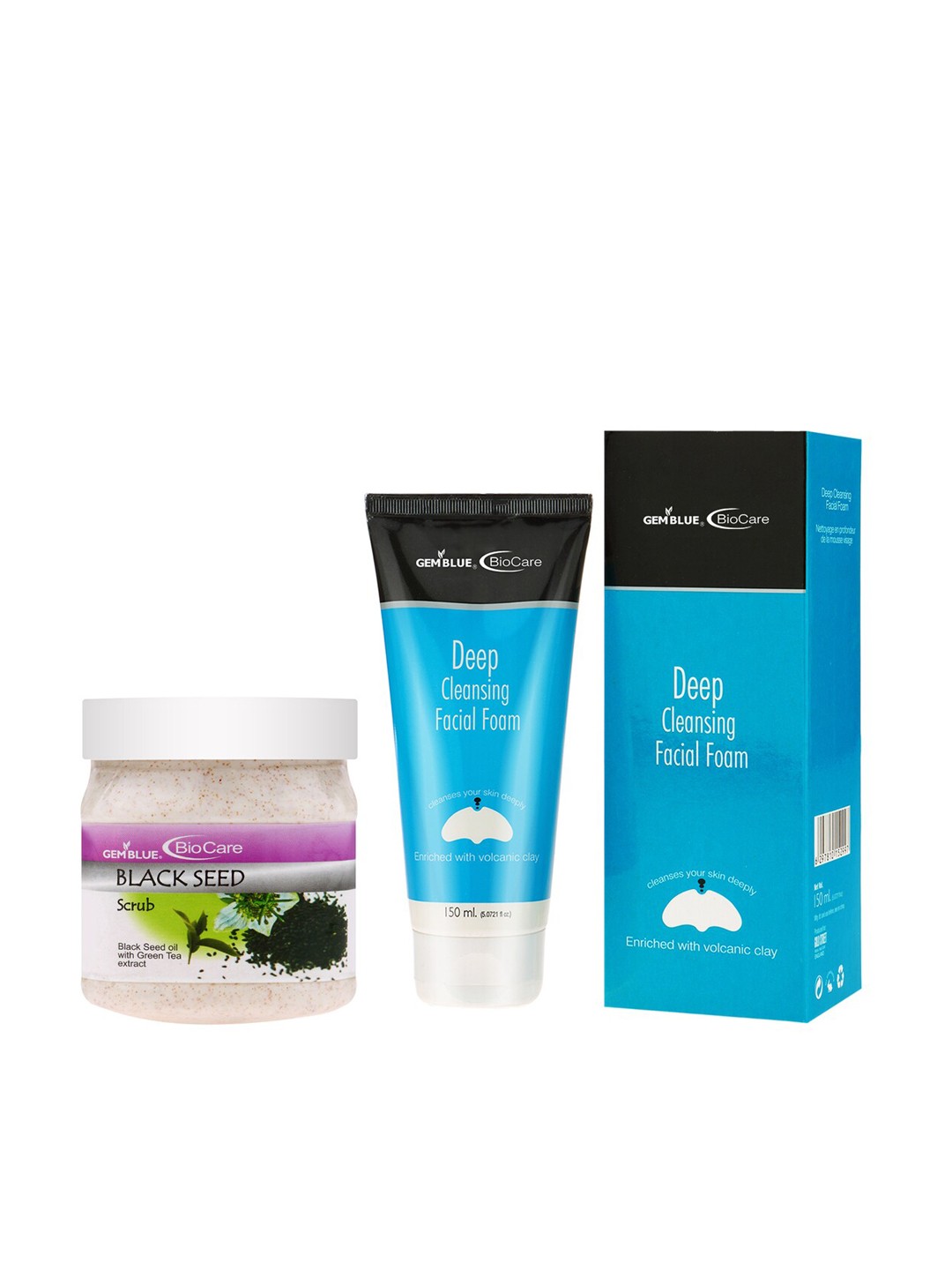 

GEMBLUE BioCare Unisex Deep Cleansing Facial Foam,150ml & Blackseed Scrub,500ml, Multi