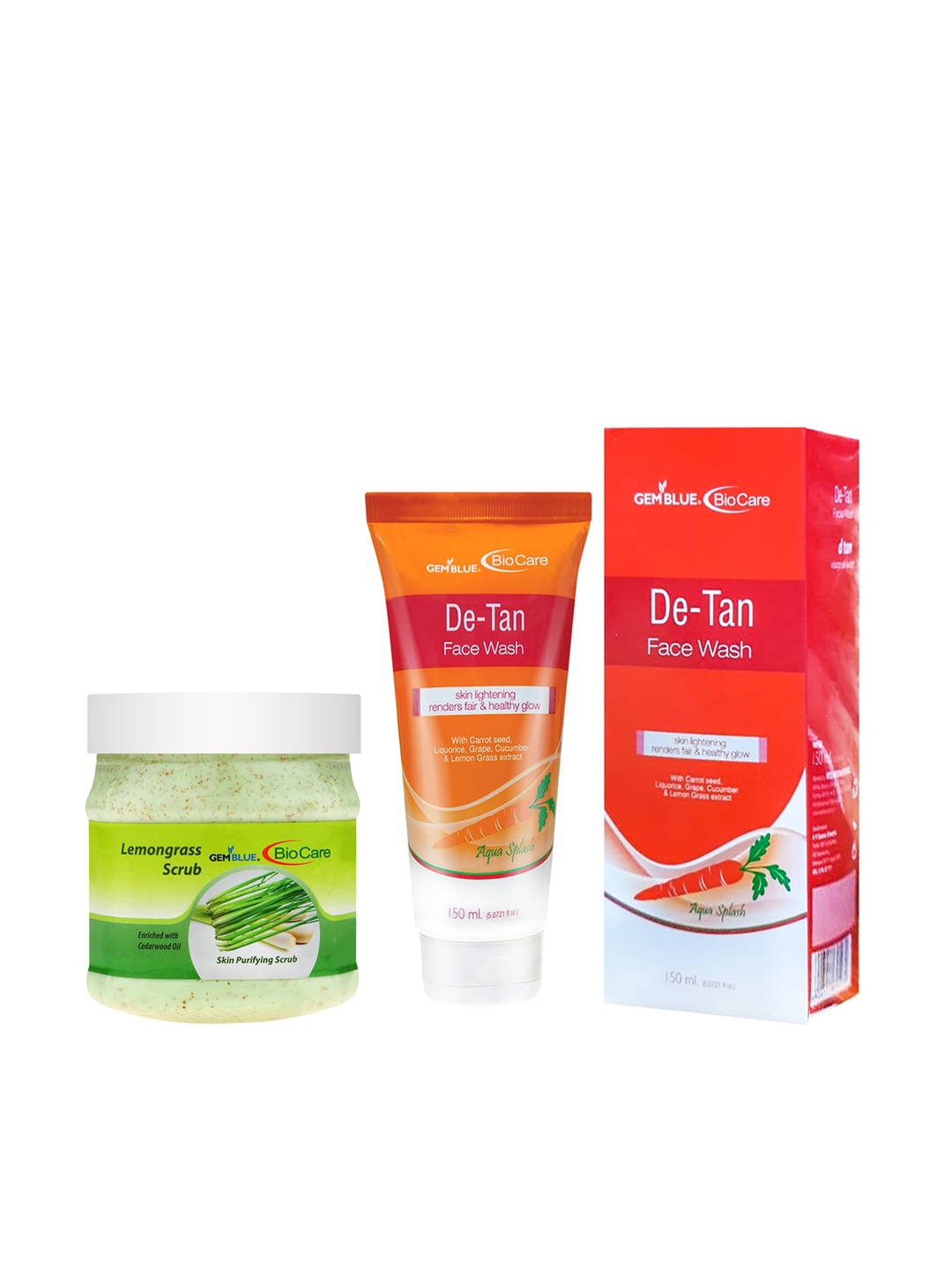

GEMBLUE BioCare Unisex Lemon Scrub, 500ml and De-Tan Face Wash, 150ml, Multi
