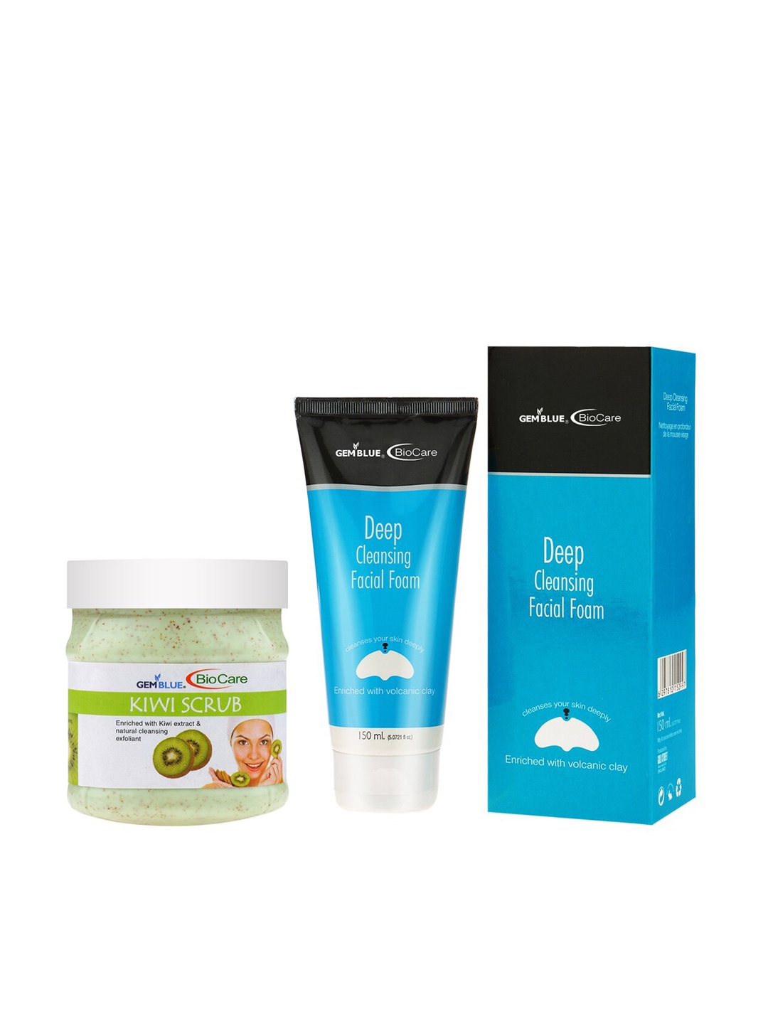 

GEMBLUE BioCare Unisex Deep Cleansing Facial Foam,150ml & Kiwi Scrub,500ml, Multi