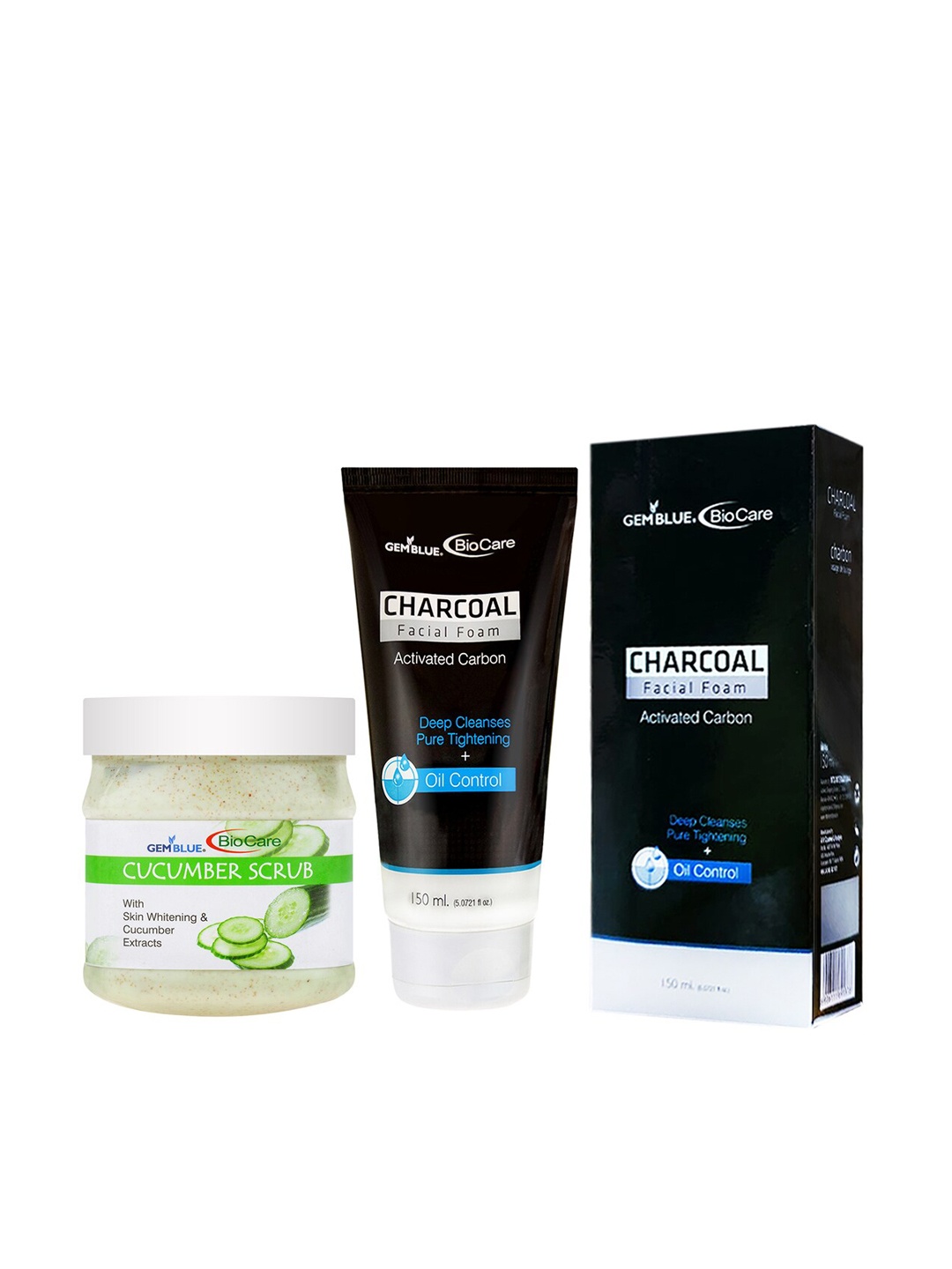 

GEMBLUE BioCare Unisex Cucumber scrub, 500ml and Charcoal Face Wash, 150ml, Multi