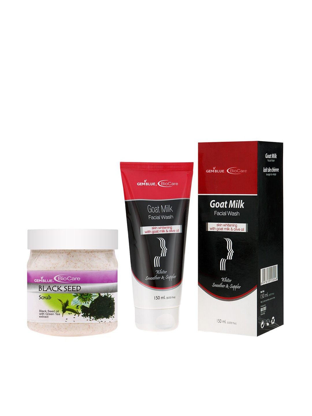 

GEMBLUE BioCare Unisex Blackseed Scrub, 500ml and Goat Milk Face Wash, 150ml, Multi